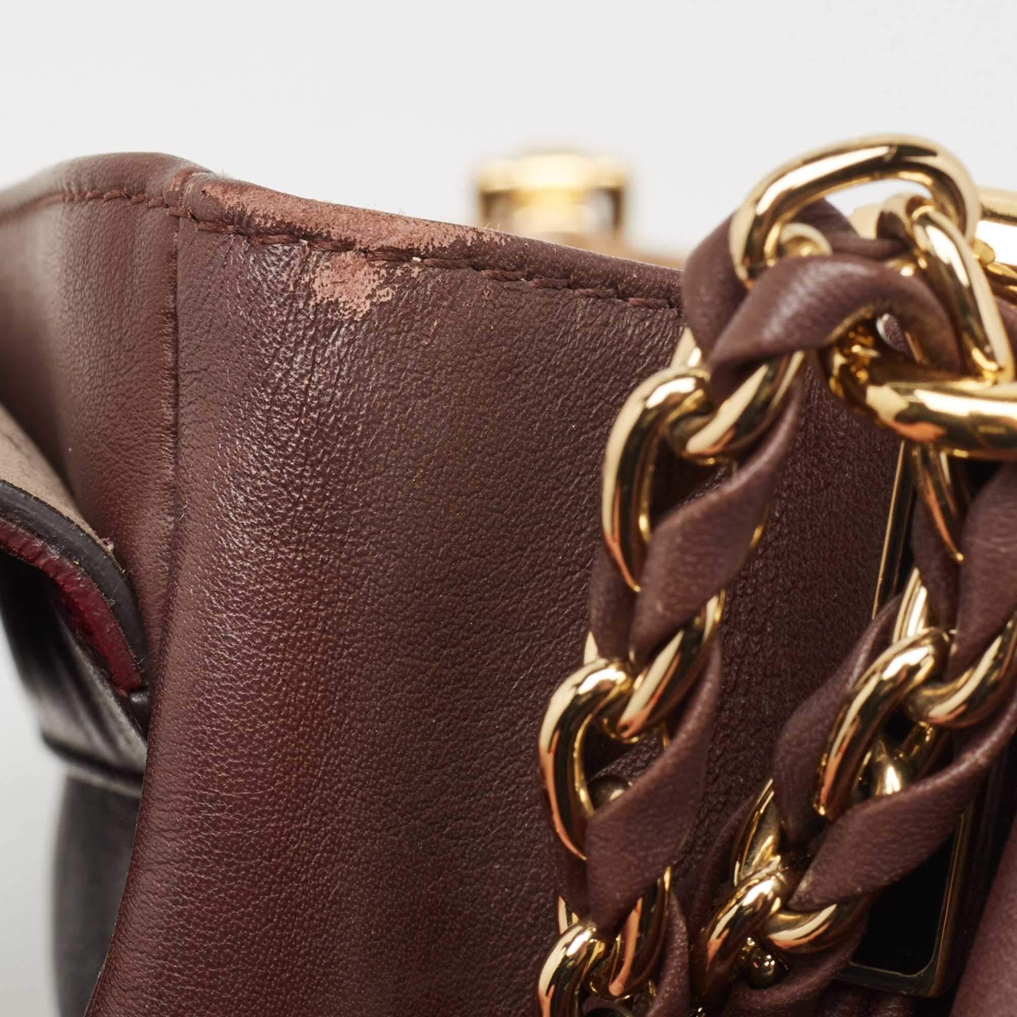 Fendi Burgundy/Multicolor Leather Large Claudia Shoulder Bag In Good Condition For Sale In Dubai, Al Qouz 2