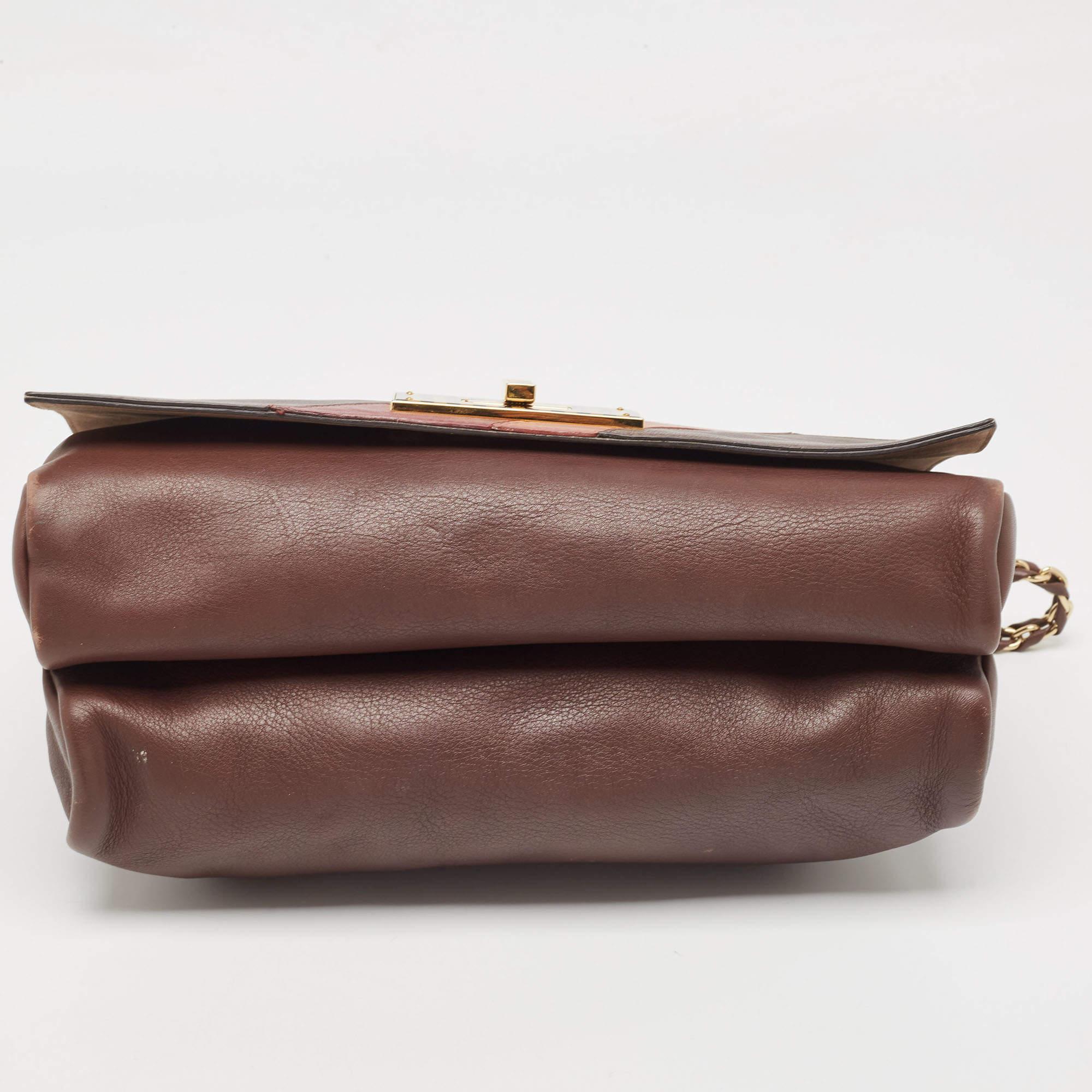 Fendi Burgundy/Multicolor Leather Large Claudia Shoulder Bag In Good Condition In Dubai, Al Qouz 2