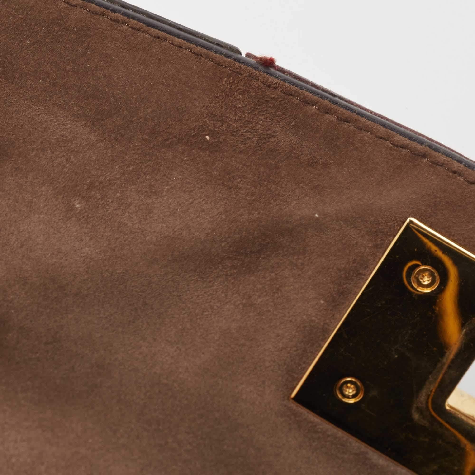 Fendi Burgundy/Multicolor Leather Large Claudia Shoulder Bag For Sale 3
