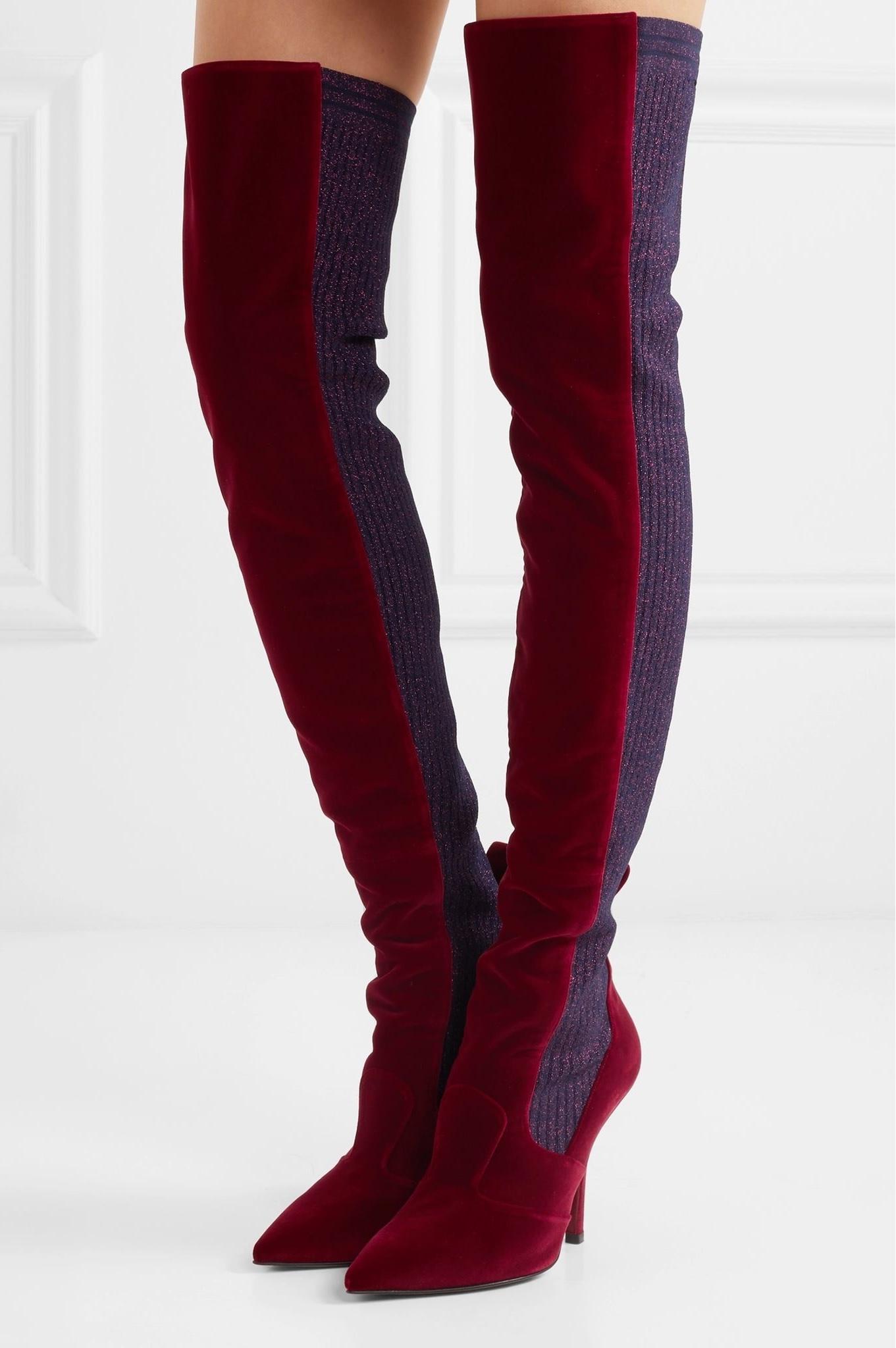 burgundy thigh boots