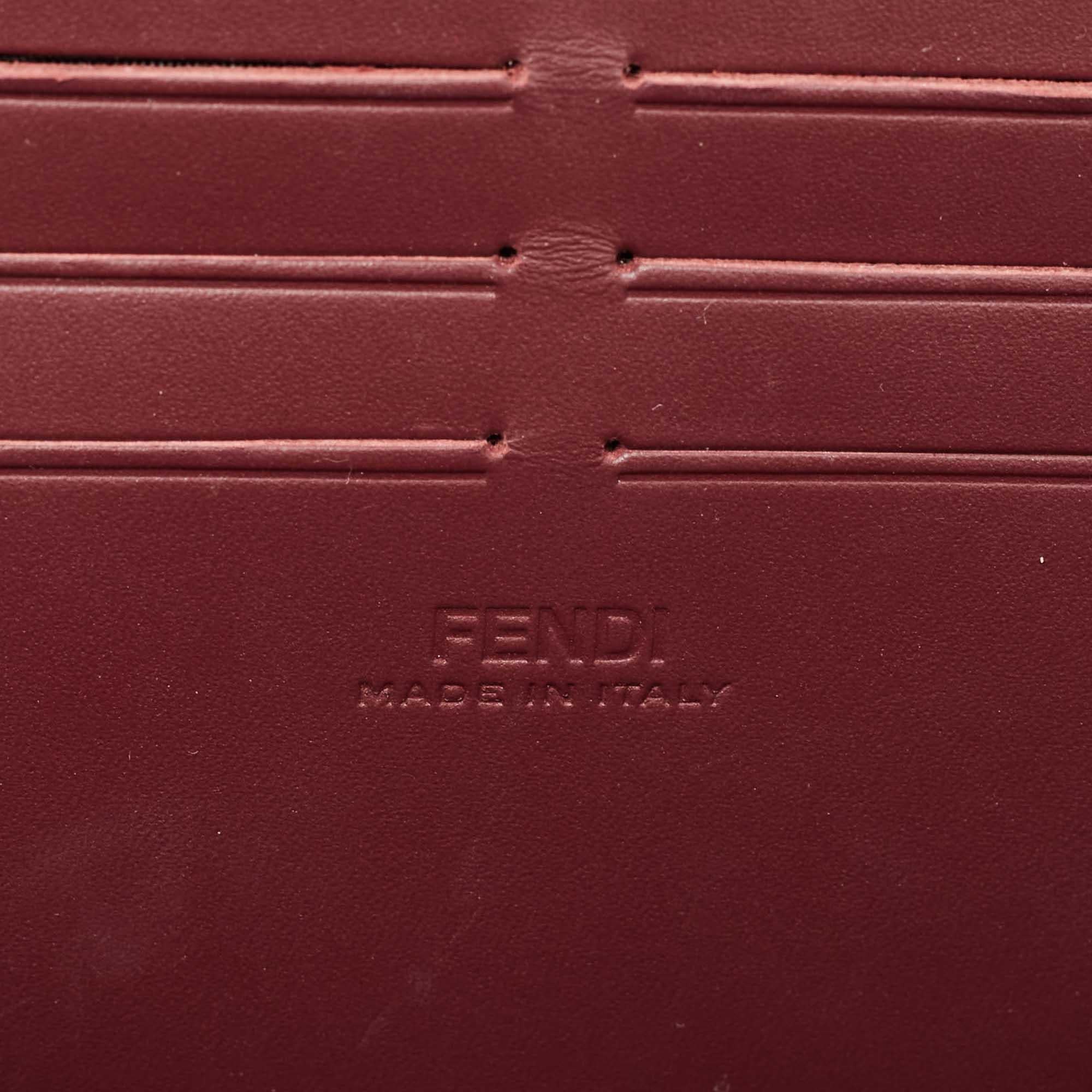 Fendi Burgundy Shadow Leather Soft Trunk Baguette Bag For Sale 9