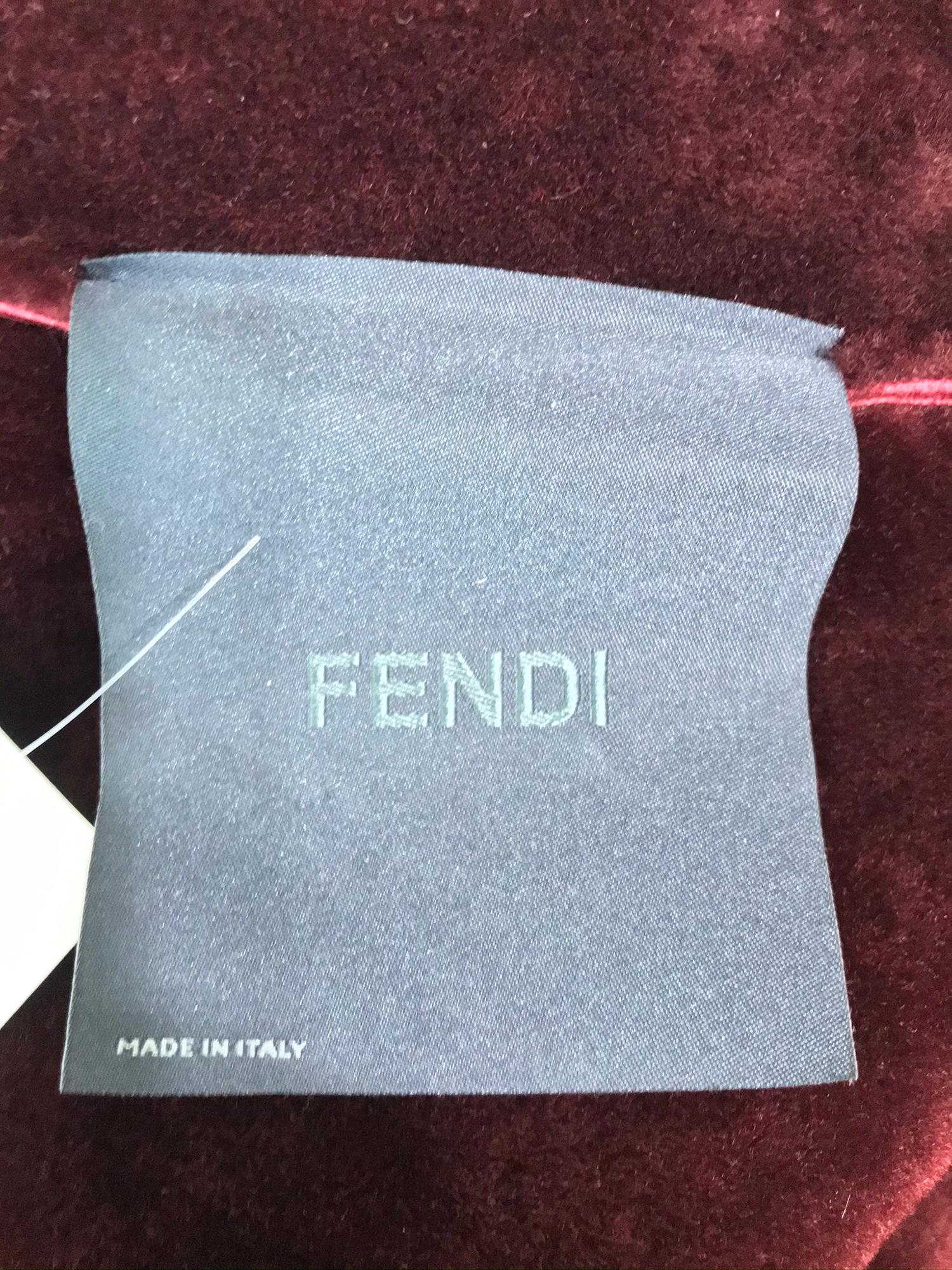 Fendi Burgundy Shearling button Front Jacket 8