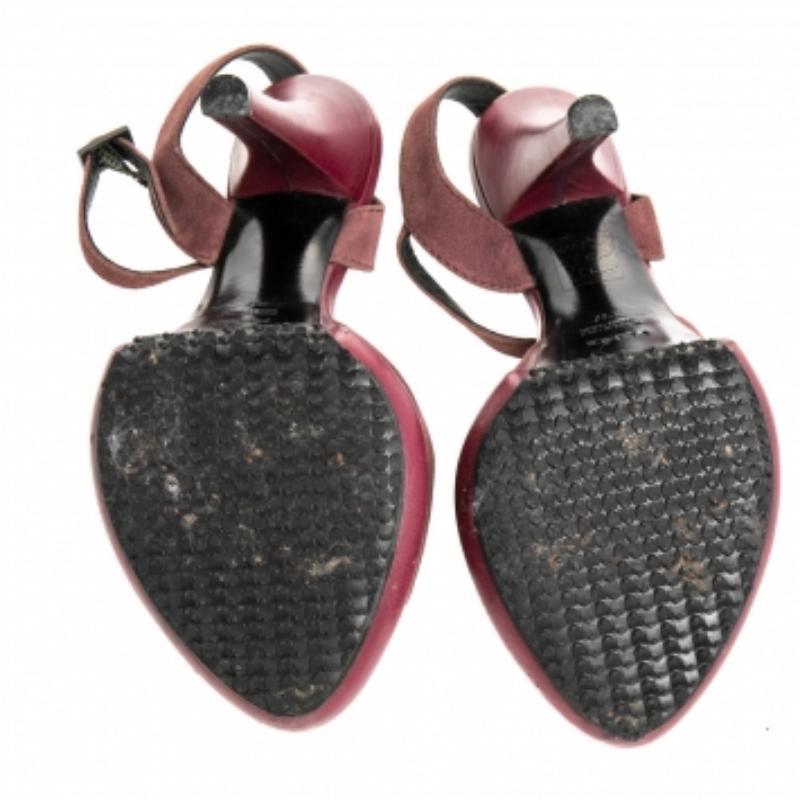 Plataforma de ante burdeos Fendi  Sandalias con correa en el tobillo talla 37 Marrón en venta