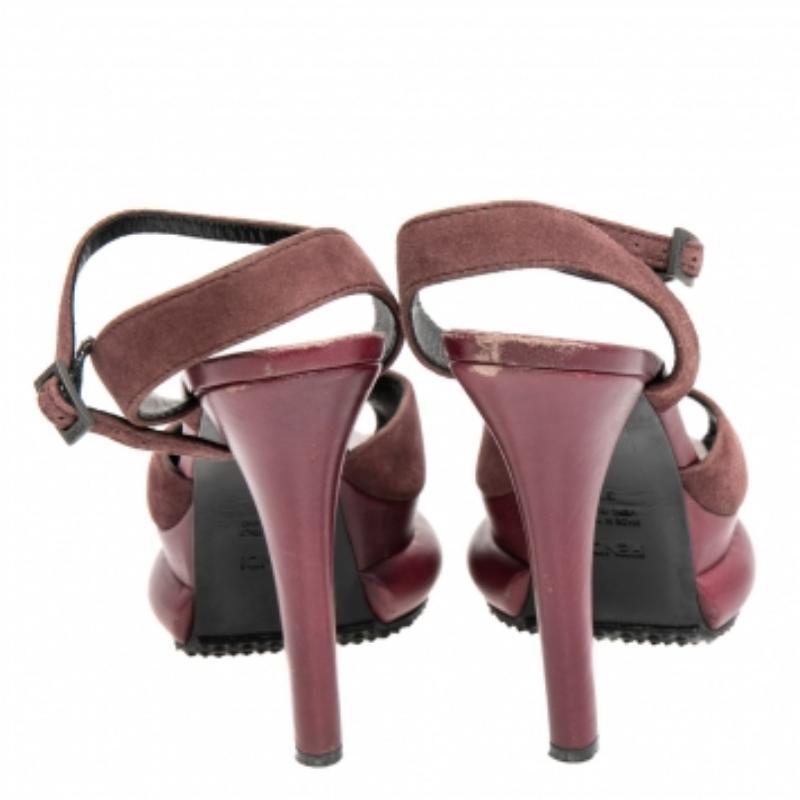 De las mujeres Plataforma de ante burdeos Fendi  Sandalias con correa en el tobillo talla 37 en venta