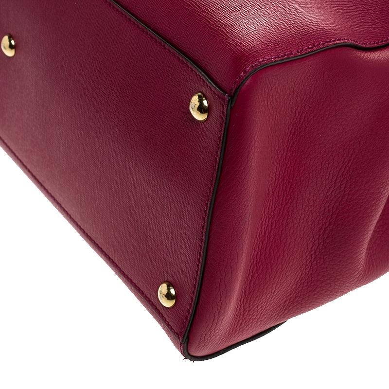 Women's Fendi Burgundy Vitello Leather Medium 2Jours Elite Tote