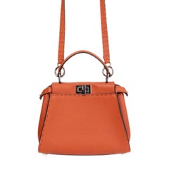 FENDI burnt orange leather SELLERIA PEEKABOO MINI Shoulder Bag