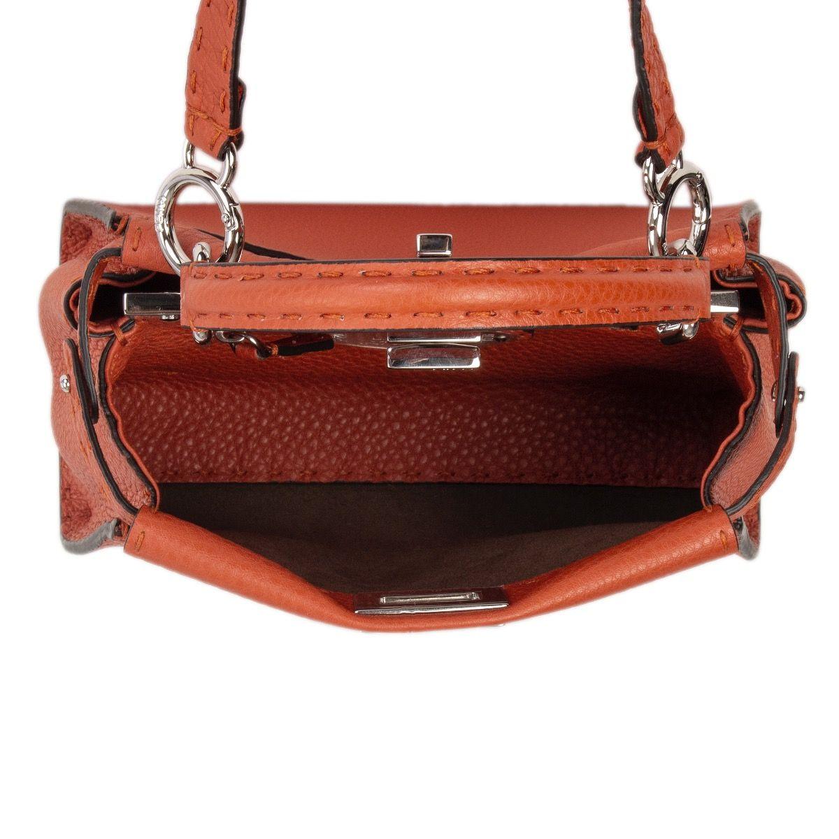 Orange FENDI burnt orange leather SELLERIA PEEKABOO MINI Shoulder Bag
