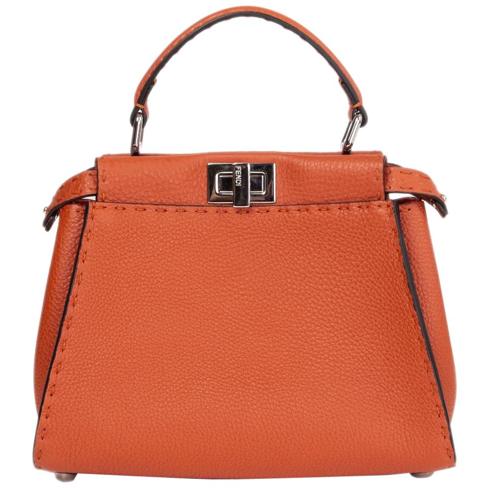 FENDI burnt orange leather SELLERIA PEEKABOO MINI Shoulder Bag at 1stDibs