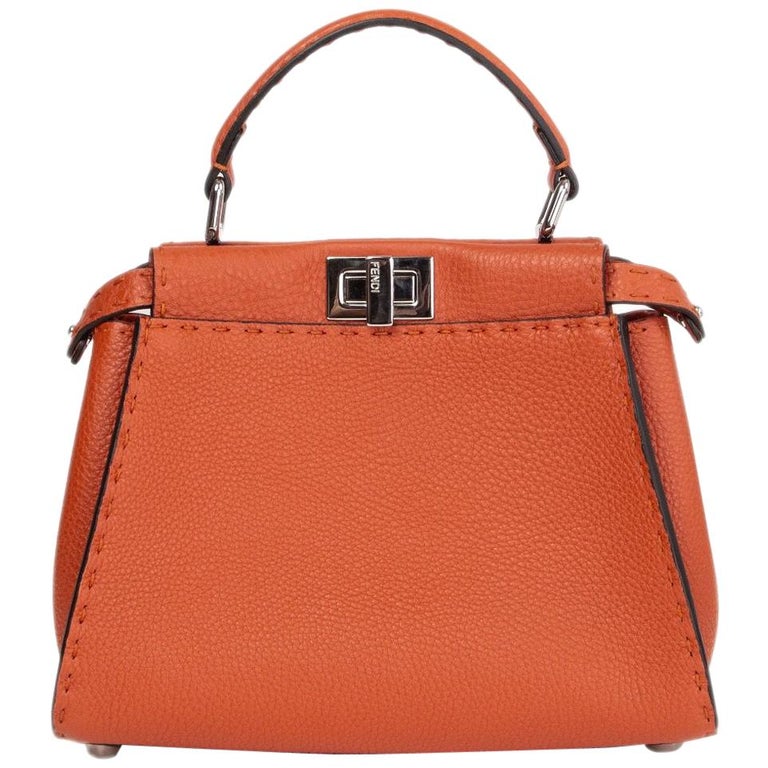 FENDI burnt orange leather SELLERIA PEEKABOO MINI Shoulder Bag at ...