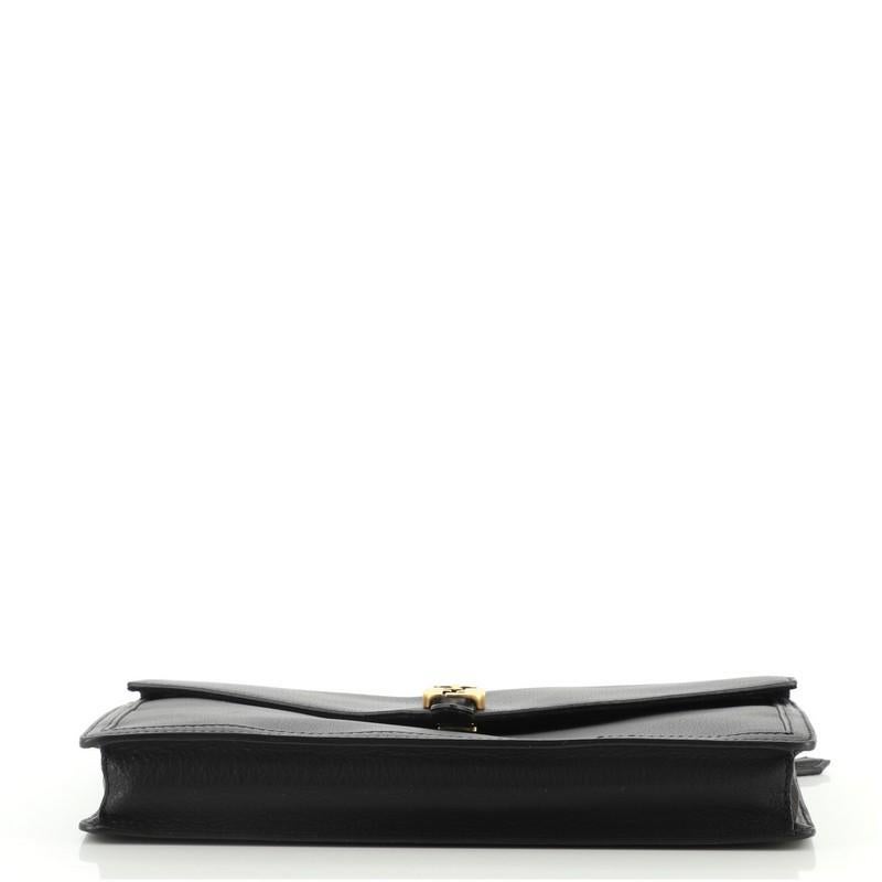 Black Fendi Bustina Envelope Clutch Leather