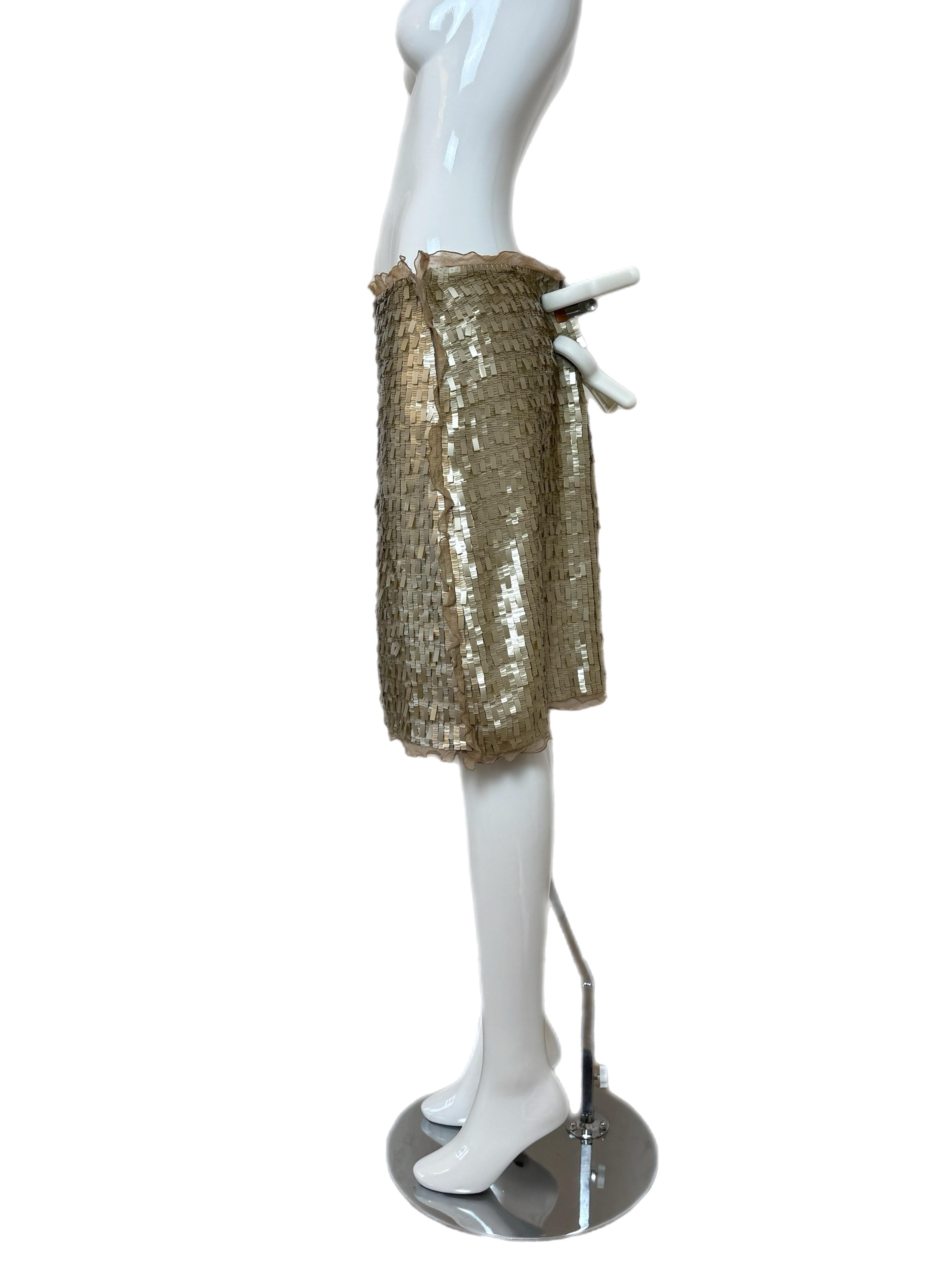 FENDI by Karl Lagerfeld 2000 Vintage Gold Embellished Silk Ruffle Skirt (jupe à volants en soie) Pour femmes en vente