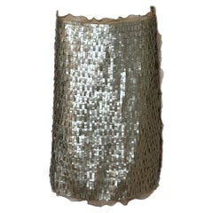 FENDI by Karl Lagerfeld 2000 Vintage Gold Embellished Silk Ruffle Skirt