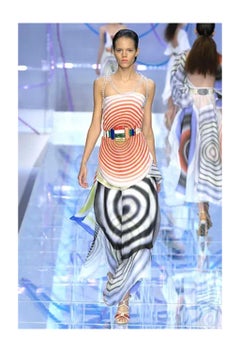 Fendi By Karl Lagerfeld 2008 Orange And White Backless Silk Chiffon Scarf Top