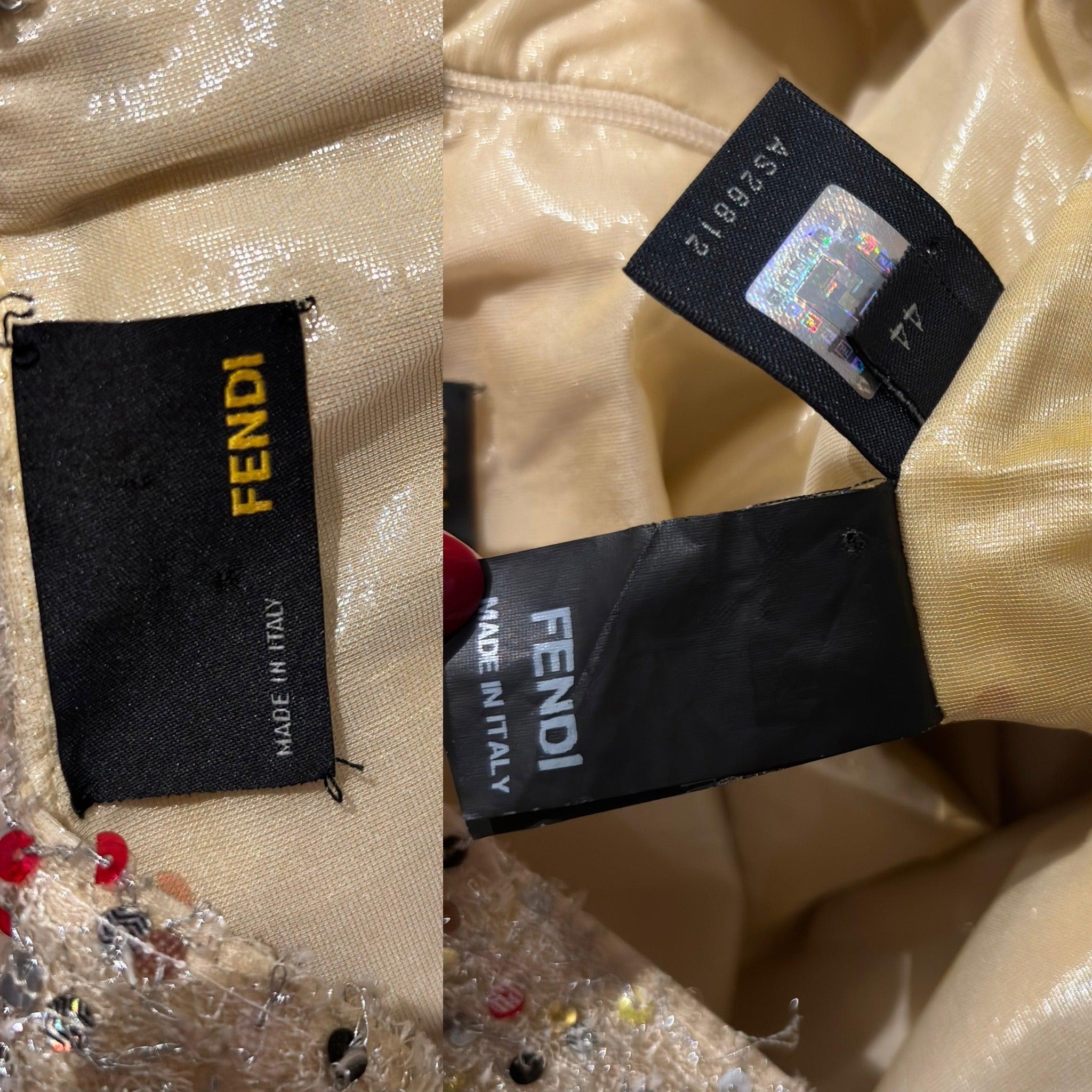 FENDI by KARL LAGERFELD 2008 Vintage Runway Yellow Dress Embellished In Excellent Condition For Sale In Leonardo, NJ