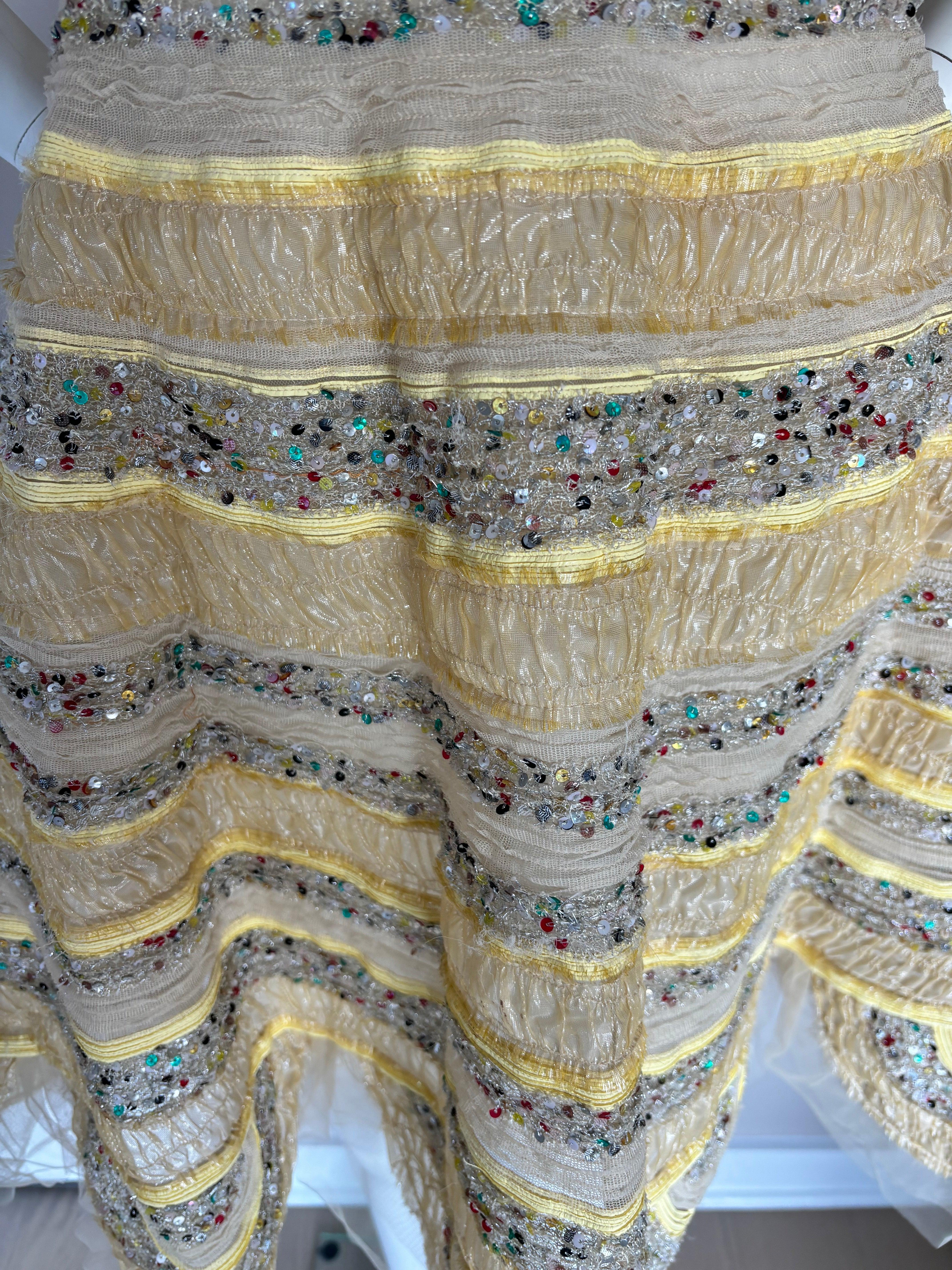 Women's FENDI by KARL LAGERFELD 2008 Vintage Runway Yellow Dress Embellished For Sale