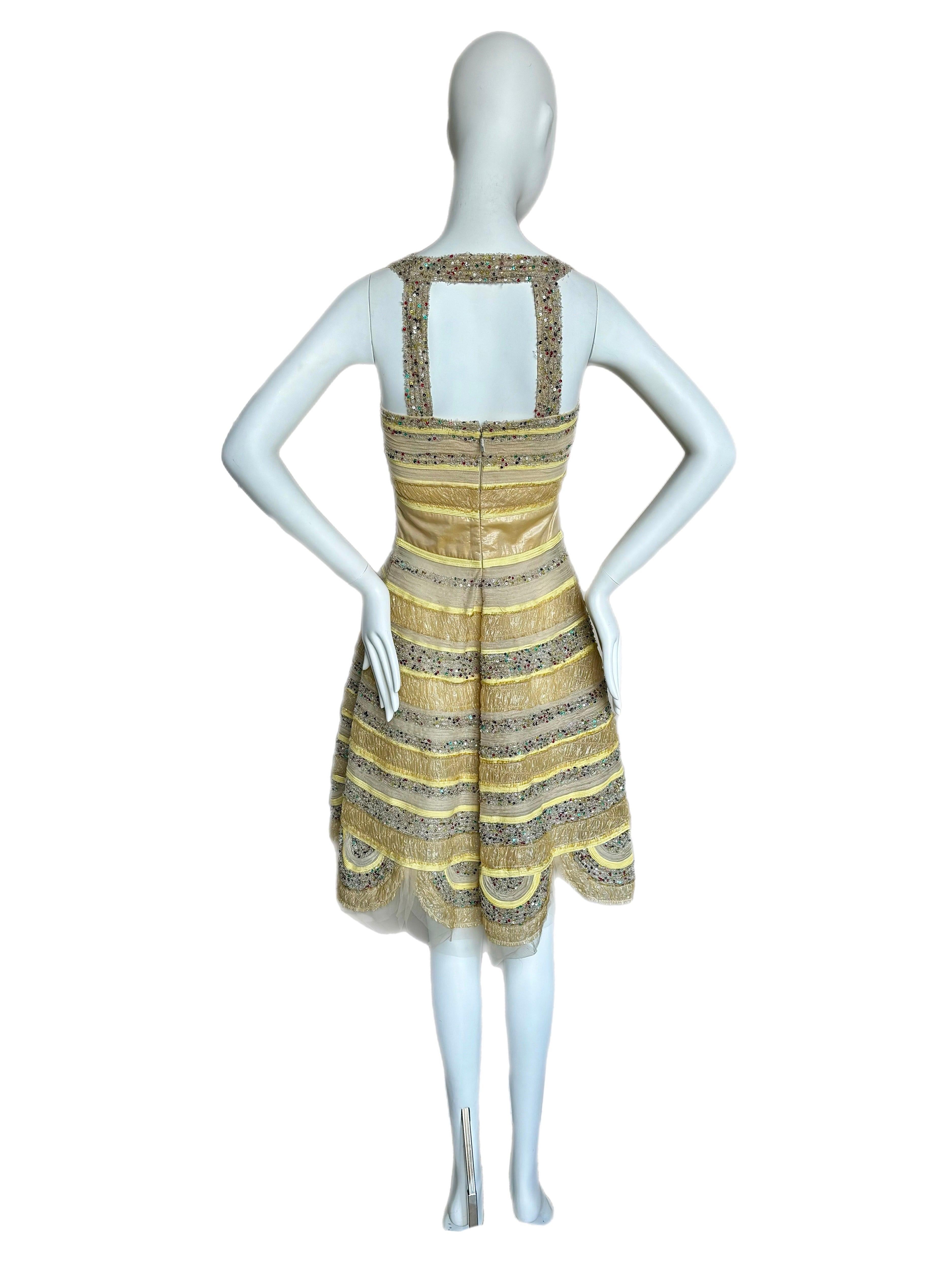 FENDI by KARL LAGERFELD 2008 Vintage Runway Yellow Dress Embellished For Sale 2