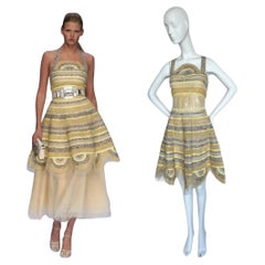 FENDI by KARL LAGERFELD 2008 Vintage Runway Yellow Dress Embellished
