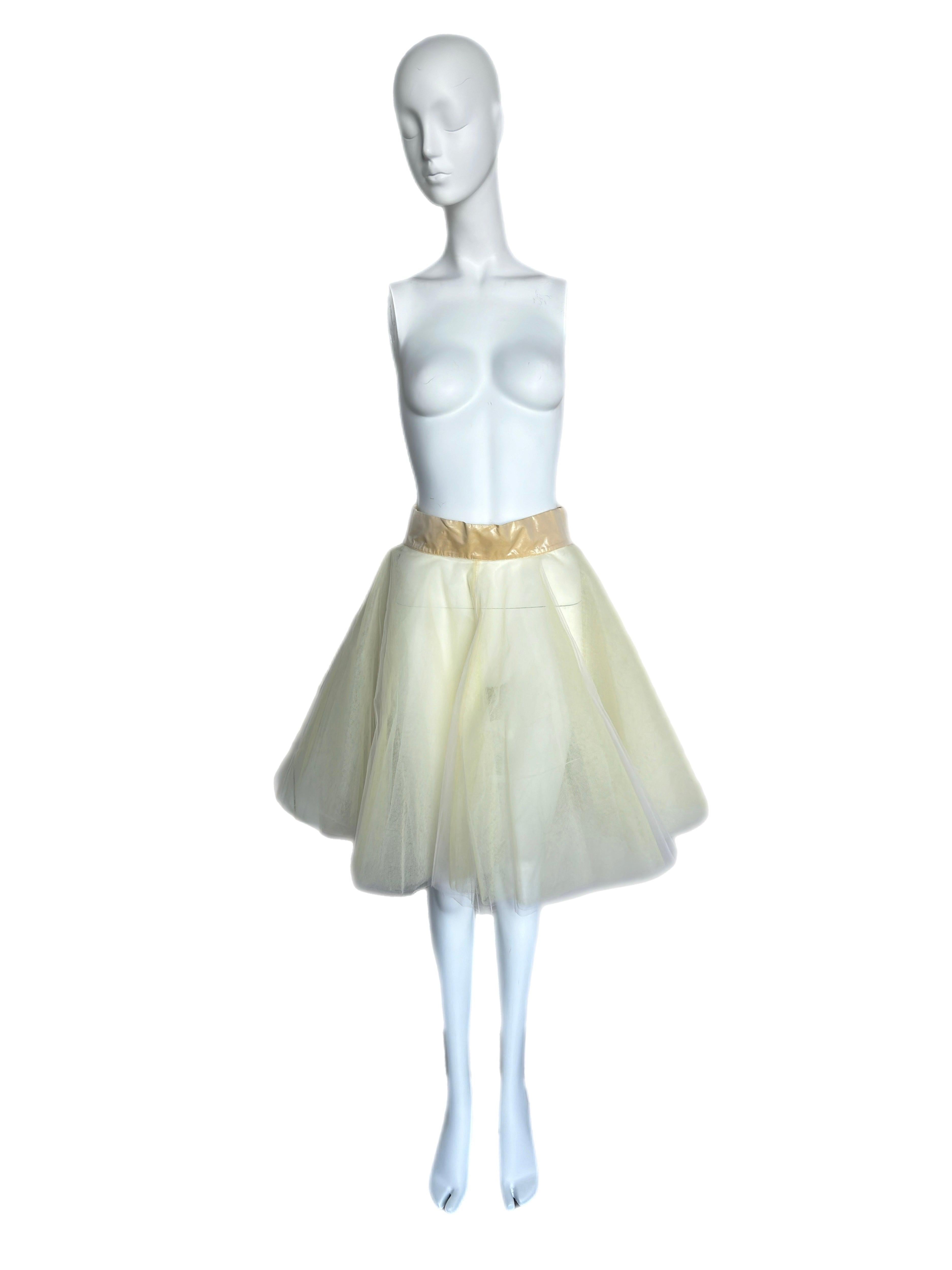 FENDI by KARL LAGERFELD 2008 Vintage Runway Mini vestido amarillo sin tirantes Beige