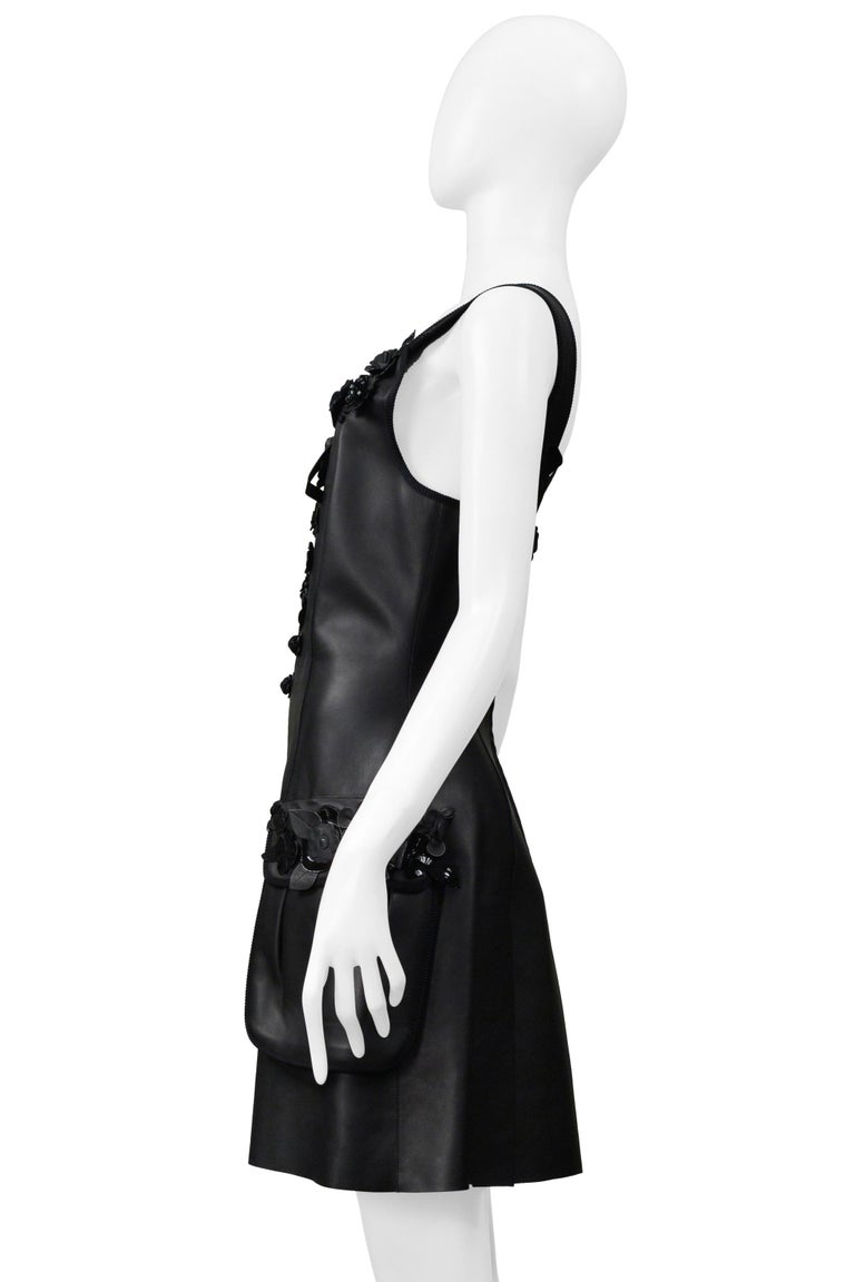 Fendi By Karl Lagerfeld Black Leather Dress With Floral Applique 2017 at  1stDibs