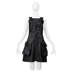 Fendi By Karl Lagerfeld for Fendi, abito in pelle nera con applicazioni floreali 2017