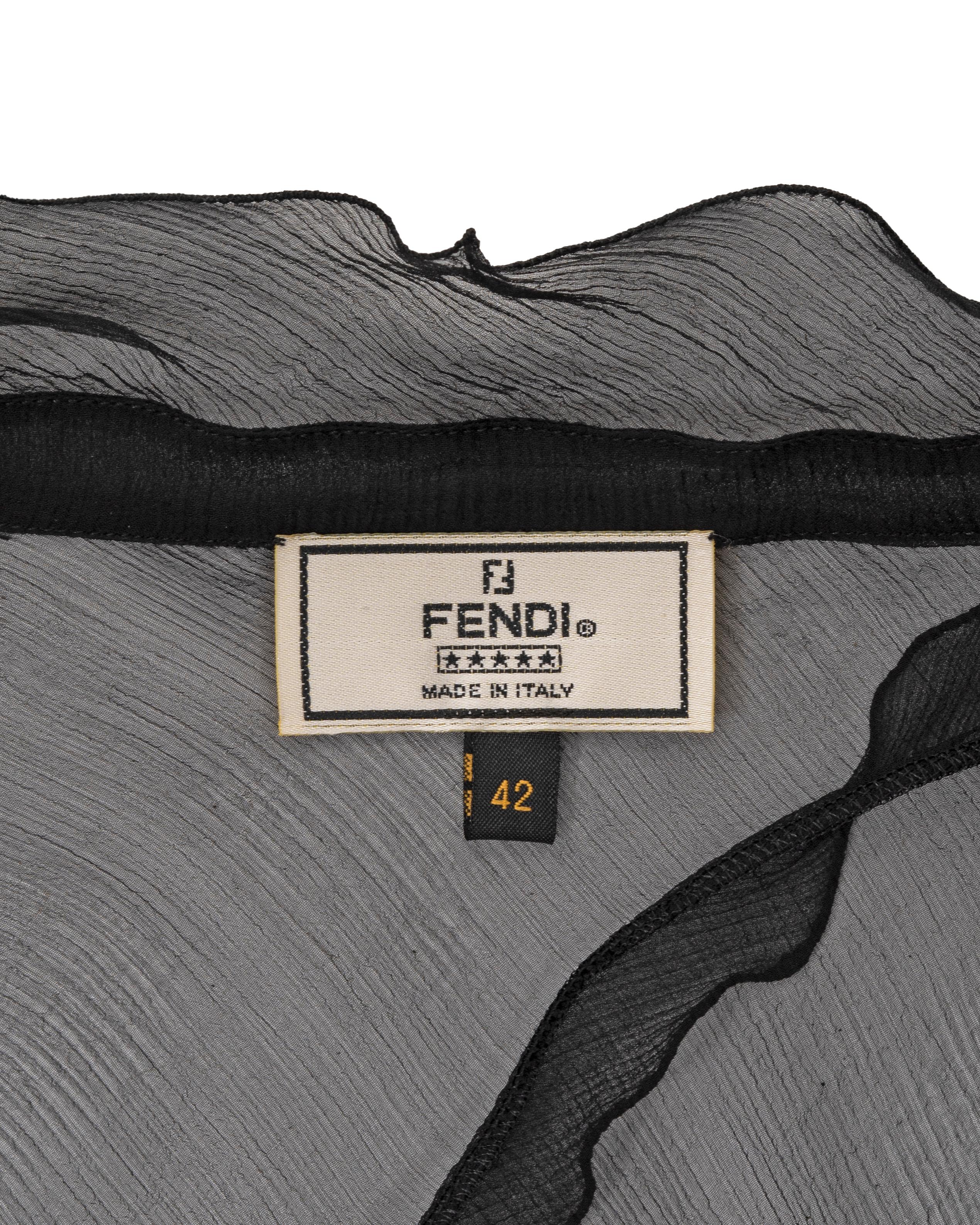 Fendi by Karl Lagerfeld black silk chiffon blouse, ss 2000 6