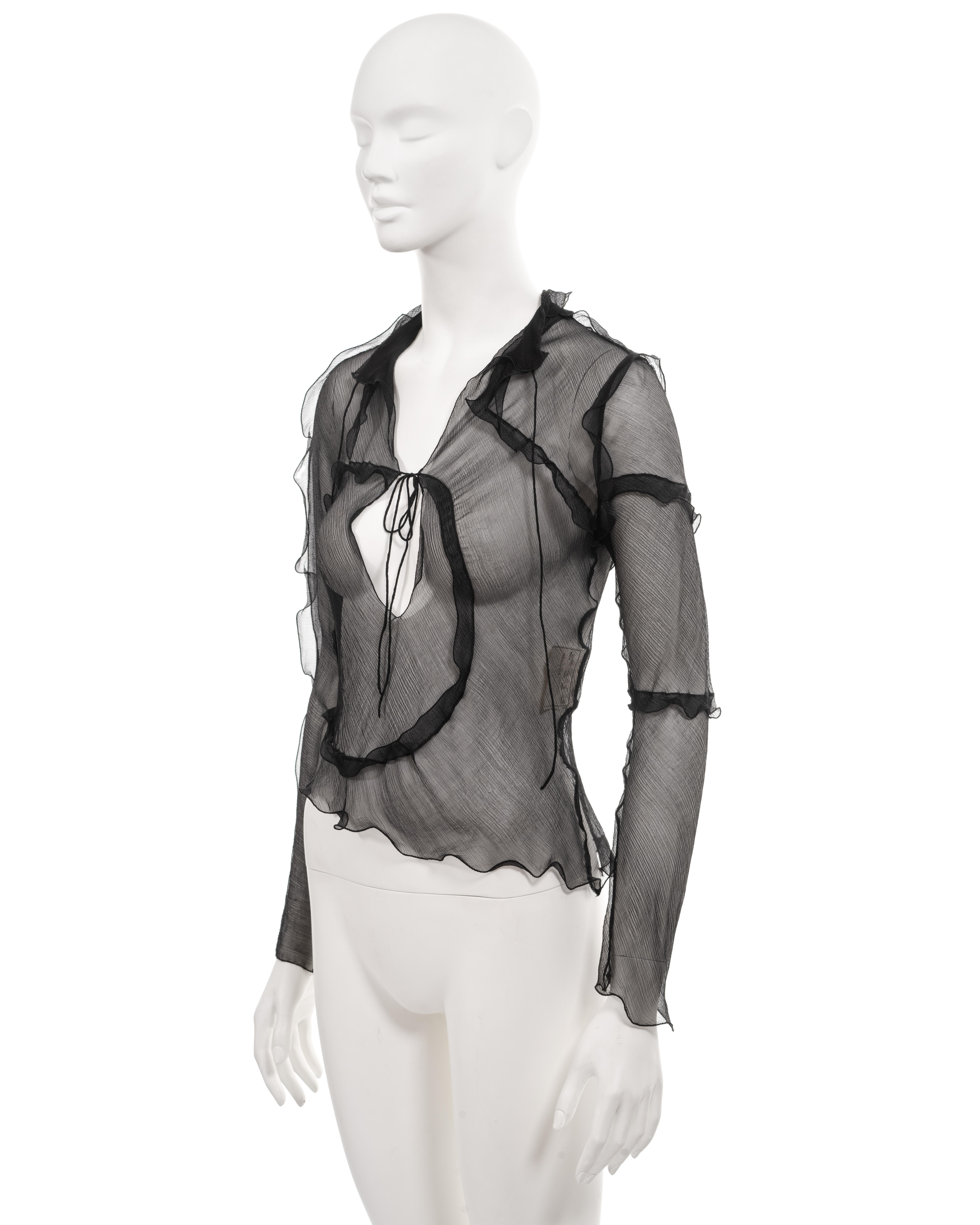 Fendi by Karl Lagerfeld black silk chiffon blouse, ss 2000 1
