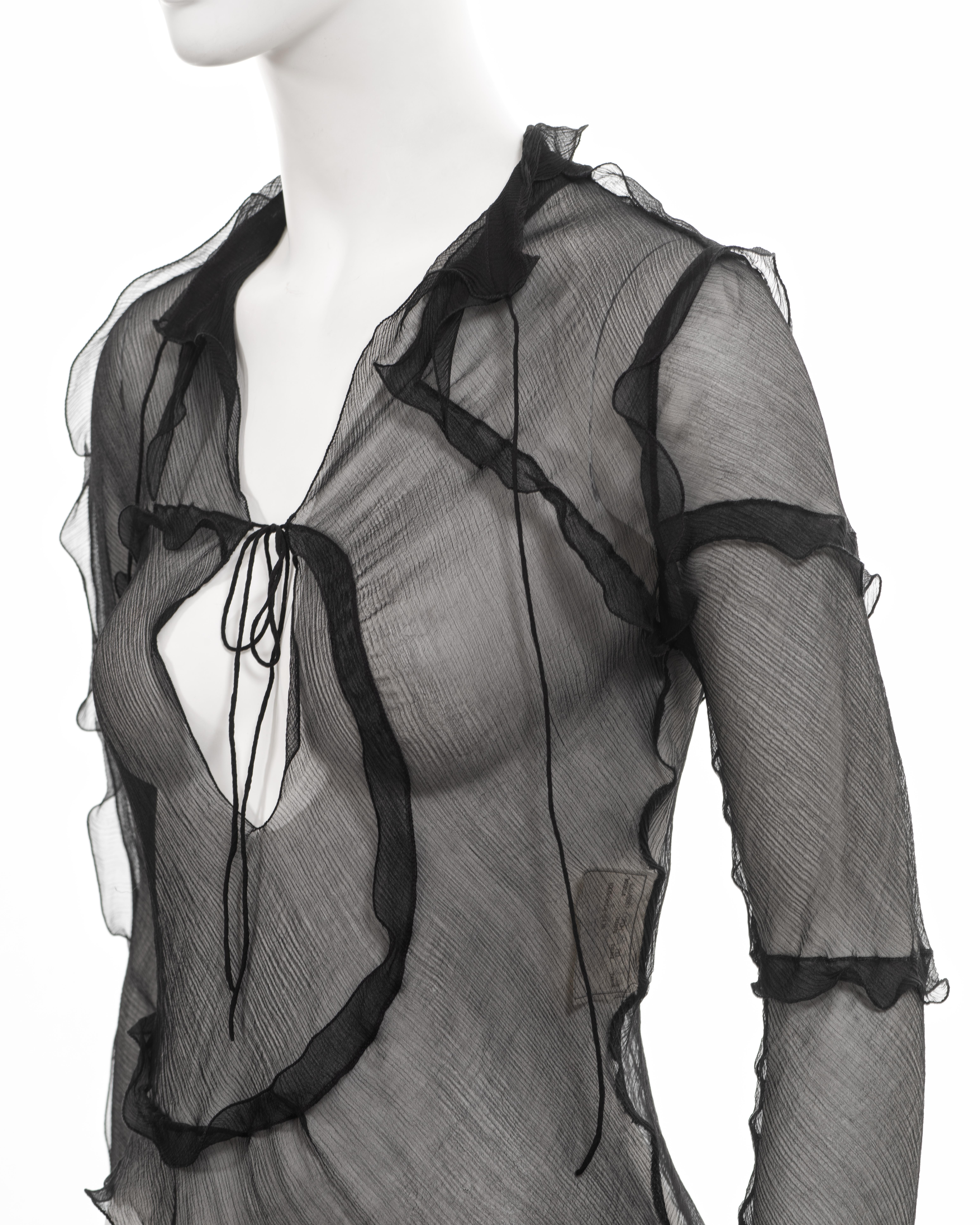 Fendi by Karl Lagerfeld black silk chiffon blouse, ss 2000 2
