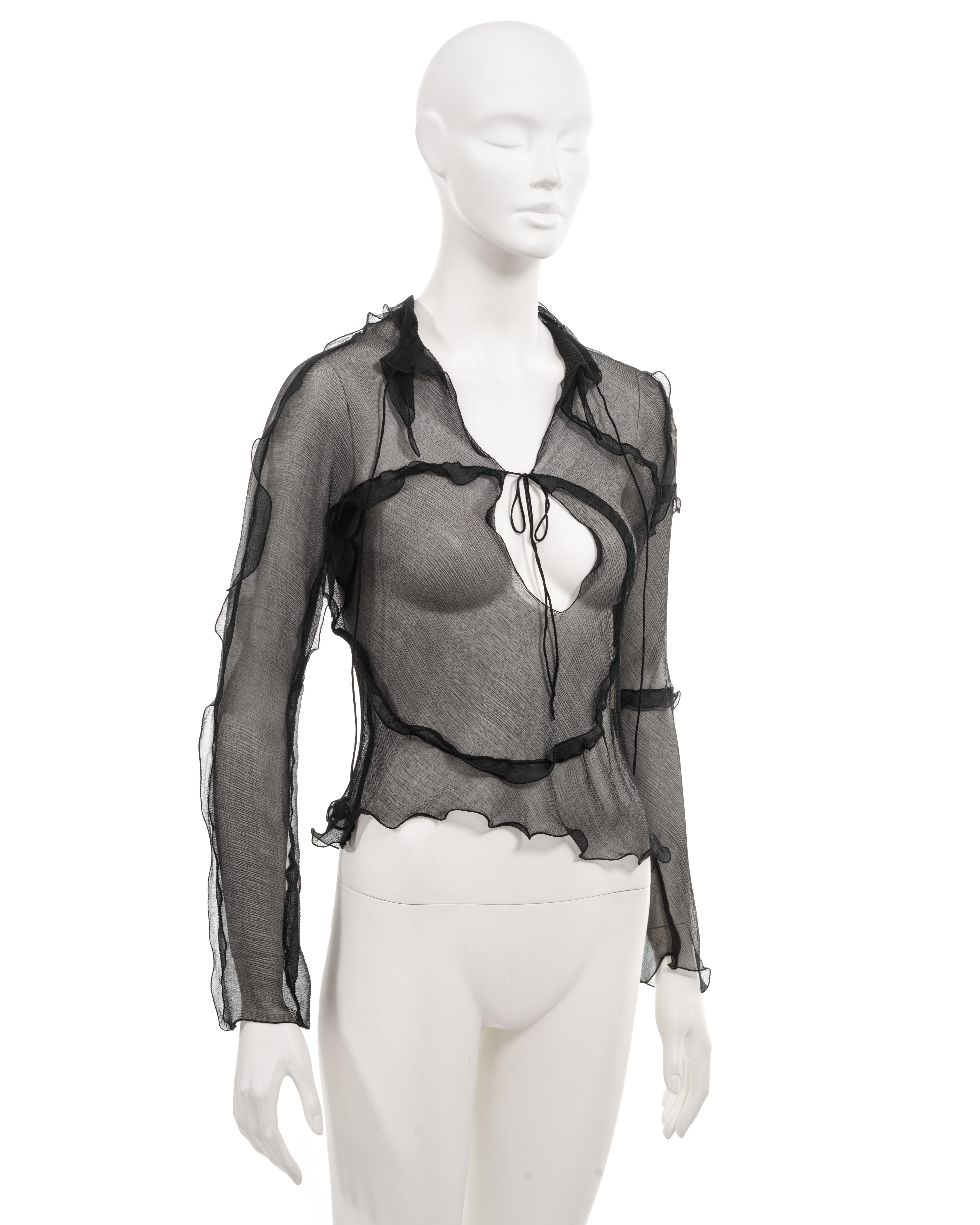 Fendi by Karl Lagerfeld black silk chiffon blouse, ss 2000 4