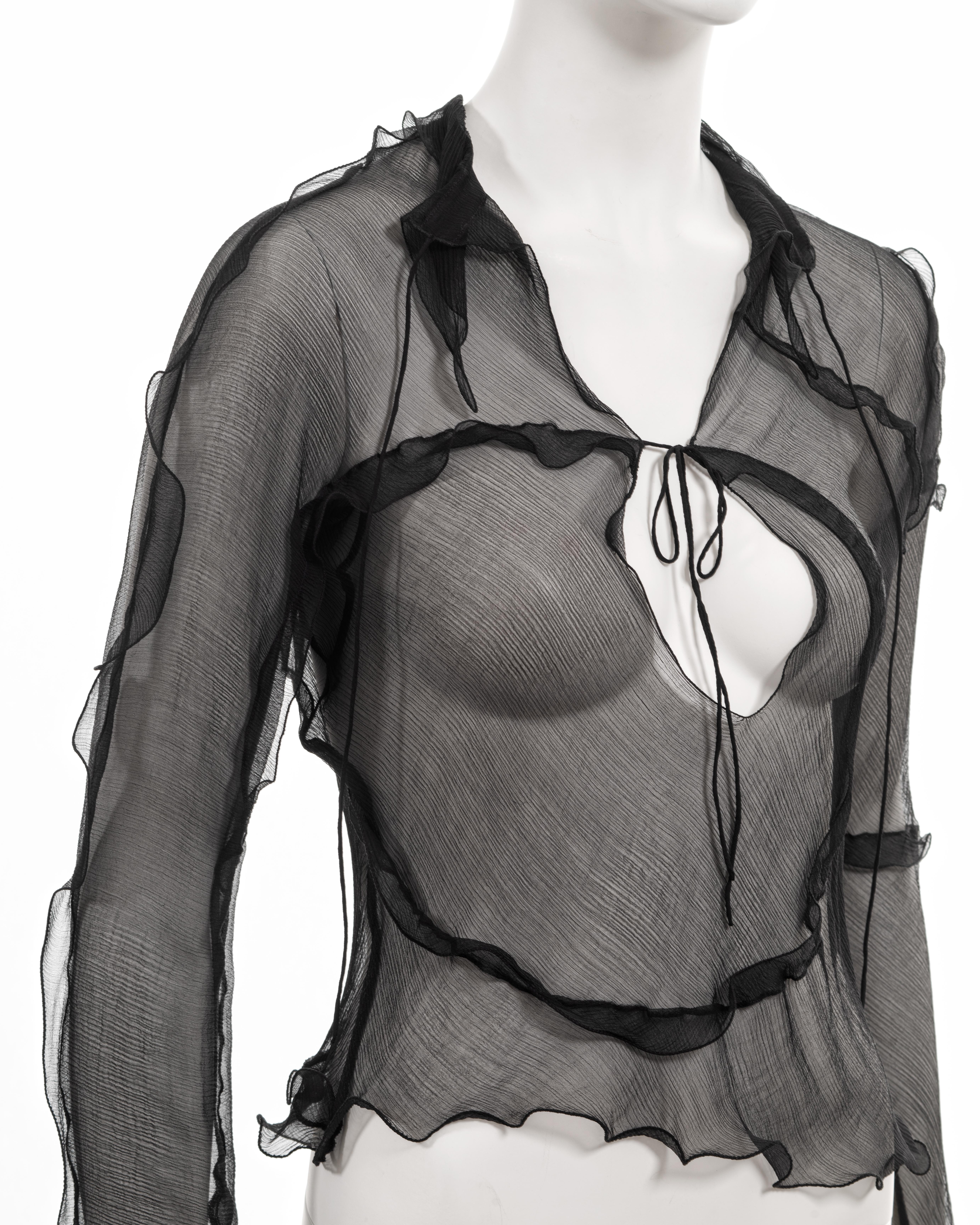 Fendi by Karl Lagerfeld black silk chiffon blouse, ss 2000 5
