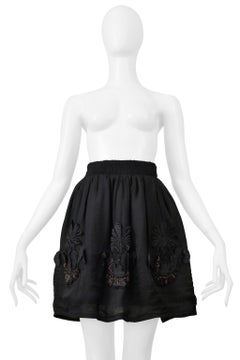 Fendi By Karl Lagerfeld Black Skirt With Beaded Appliques