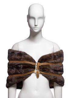 Fendi by Karl Lagerfeld Brown Mink Fur and Gold Chain Link Bolero, FW 2000