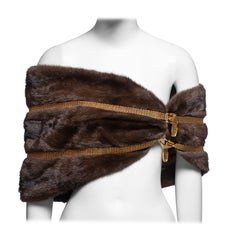 Fendi by Karl Lagerfeld Brown Mink Fur and Gold Chain Link Bolero, FW 2000