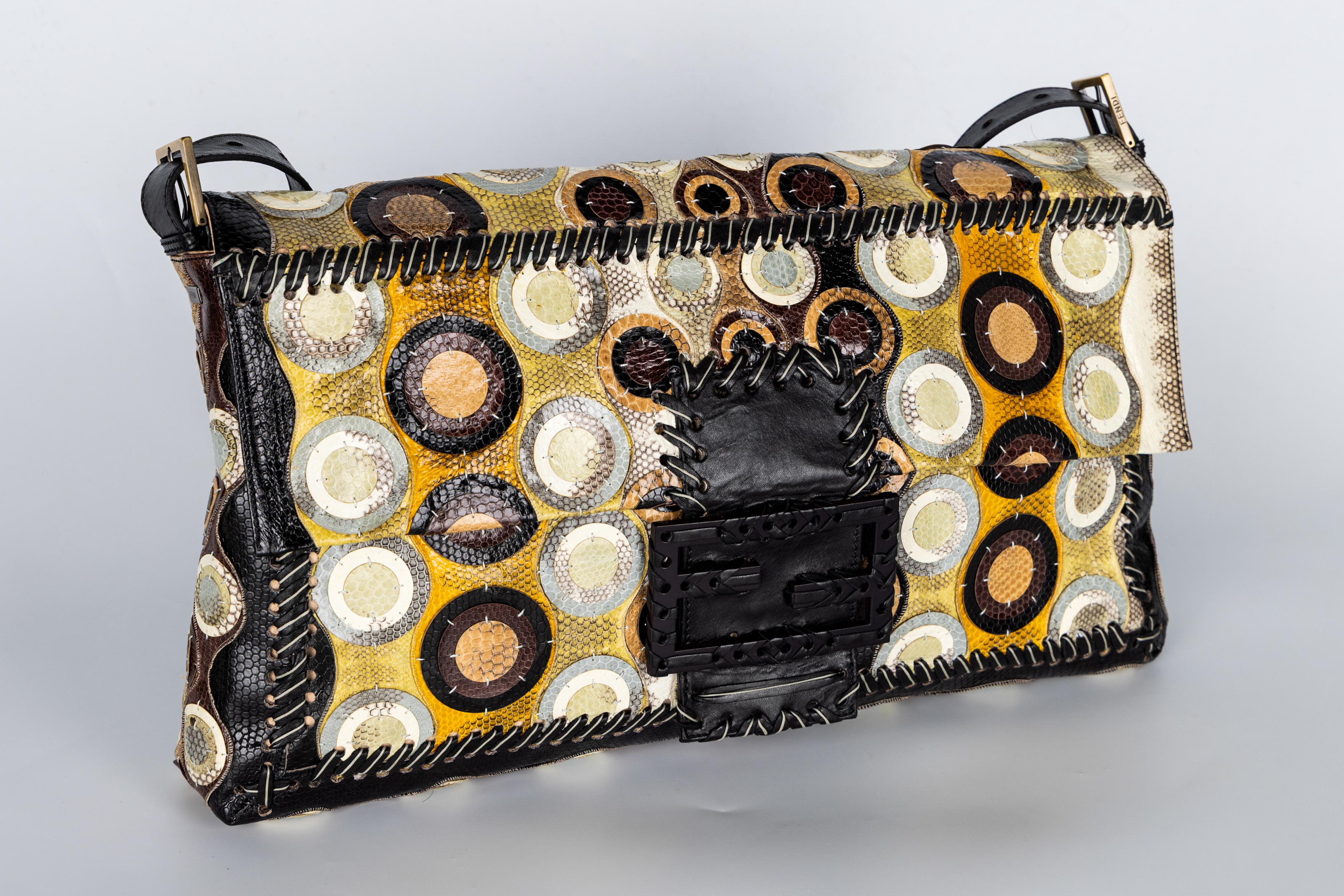 Fendi by Karl Lagerfeld Maxi Baguette Snake Skin Shoulder Bag – Spring 2008 For Sale 8