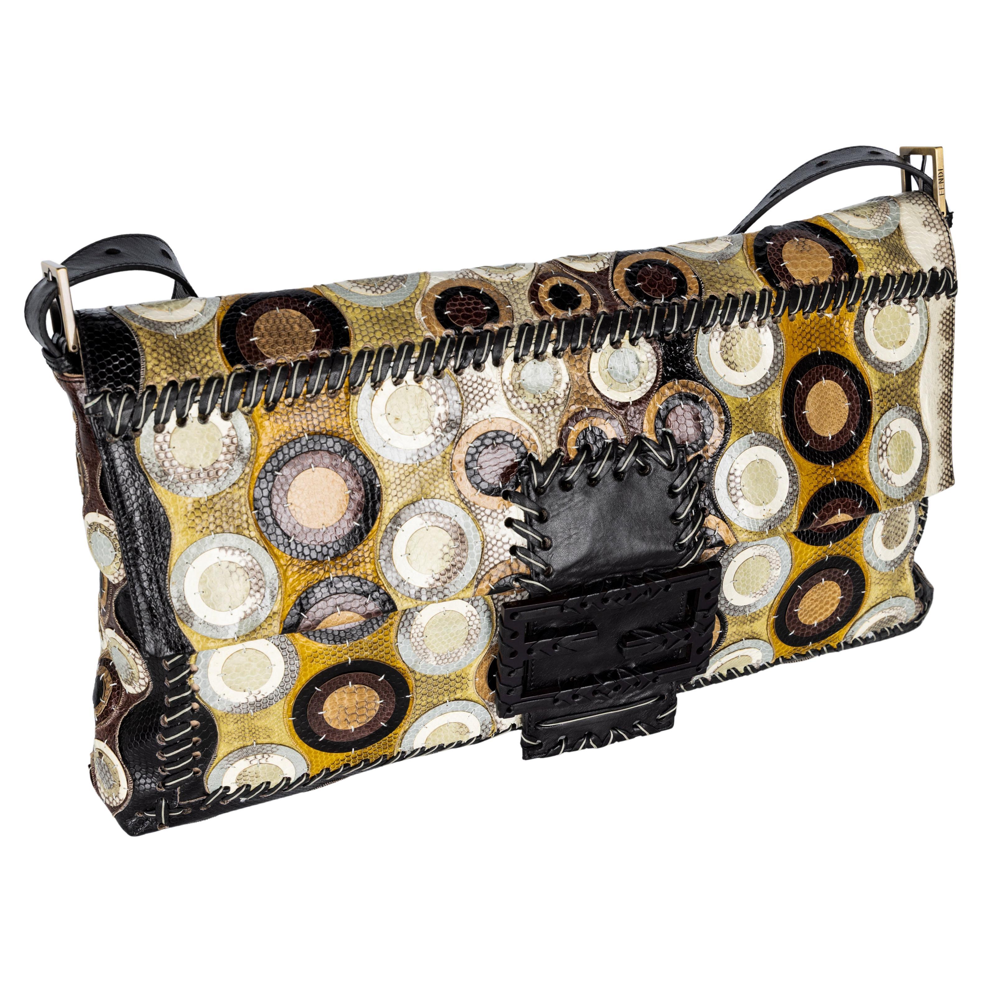 Fendi by Karl Lagerfeld Maxi Baguette Snake Skin Shoulder Bag – Spring 2008 In Excellent Condition For Sale In Boca Raton, FL