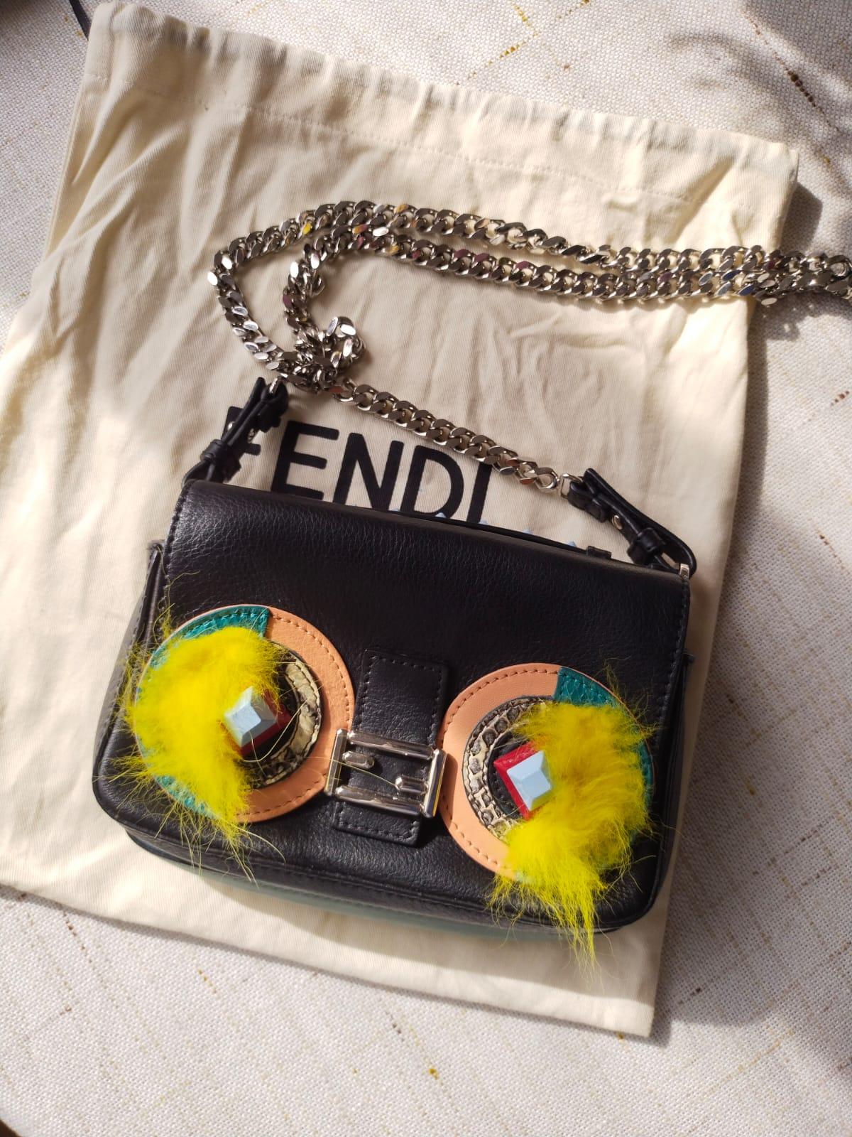 FENDI by Karl Lagerfeld Monster Double Micro Baguette Bag 2016 For Sale 5