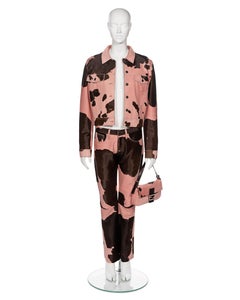 Fendi by Karl Lagerfeld Pink Cowhide Jacket, Pants and Baguette Bag Set, FW 1999