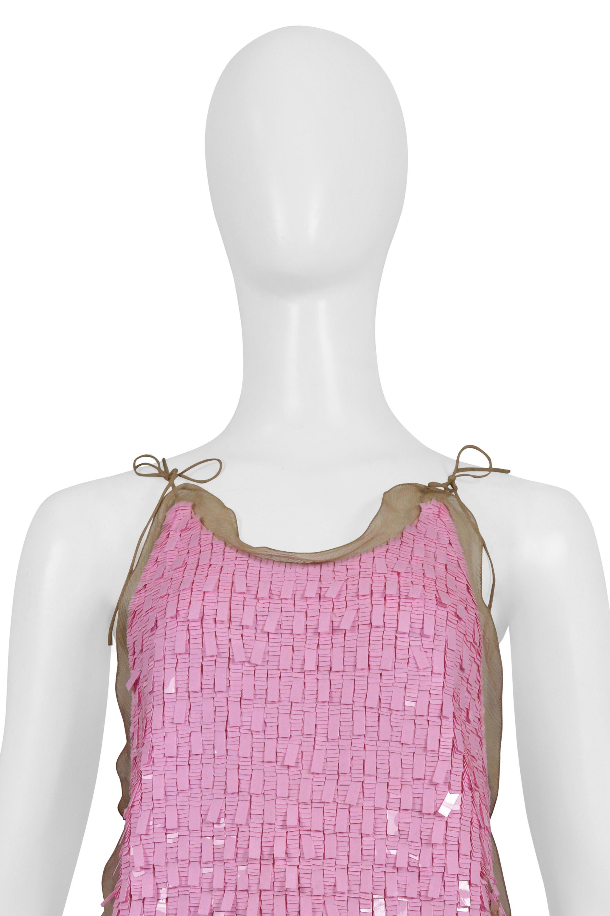 Fendi By Karl Lagerfeld Pink Sequin Pailette Ruffle Top 2000 In Excellent Condition For Sale In Los Angeles, CA