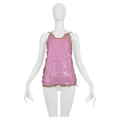 Fendi By Karl Lagerfeld Pink Sequin Pailette Ruffle Top 2000
