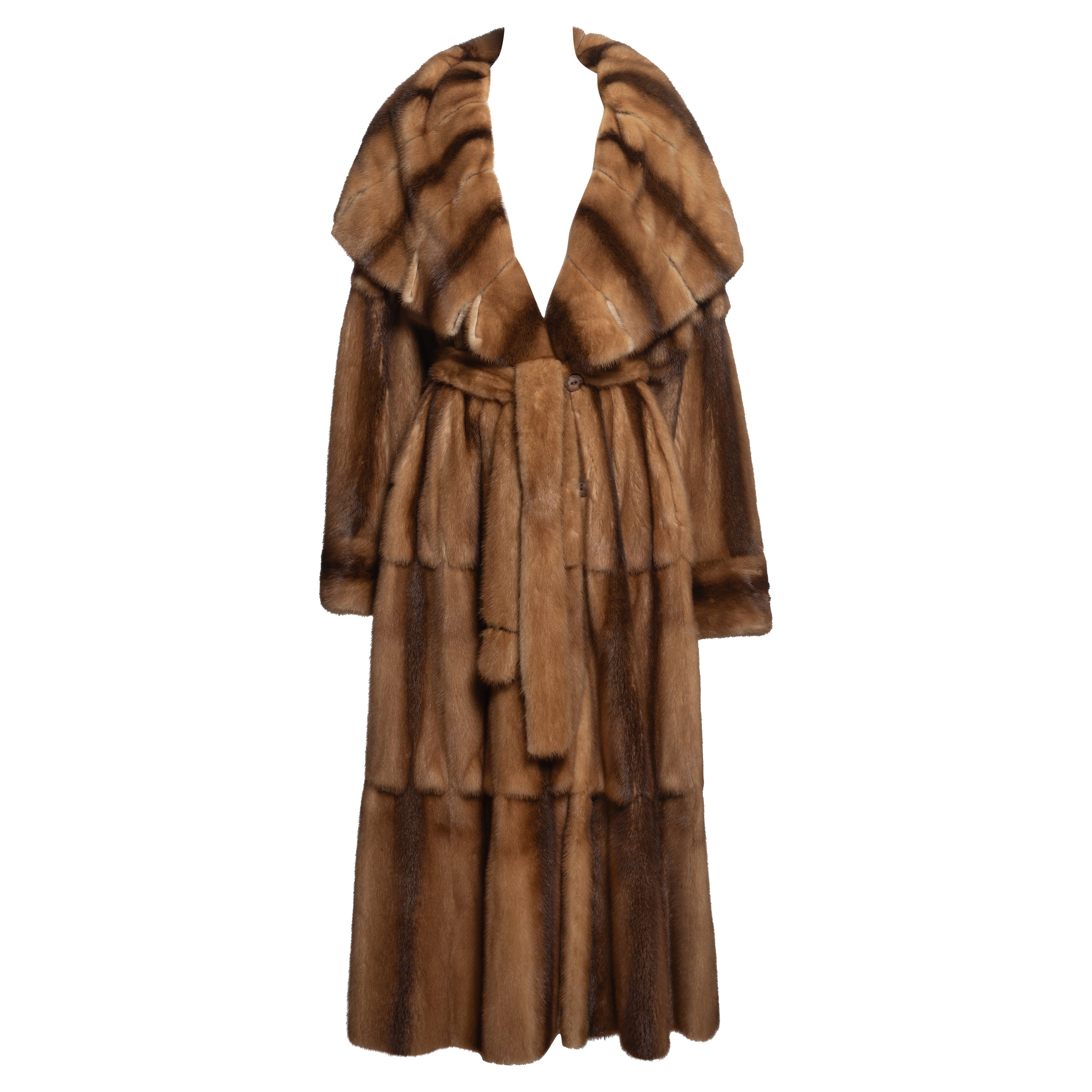 Fendi by Karl Lagerfeld Reversible Mink Fur Full-Length Oversized Coat, FW 1997