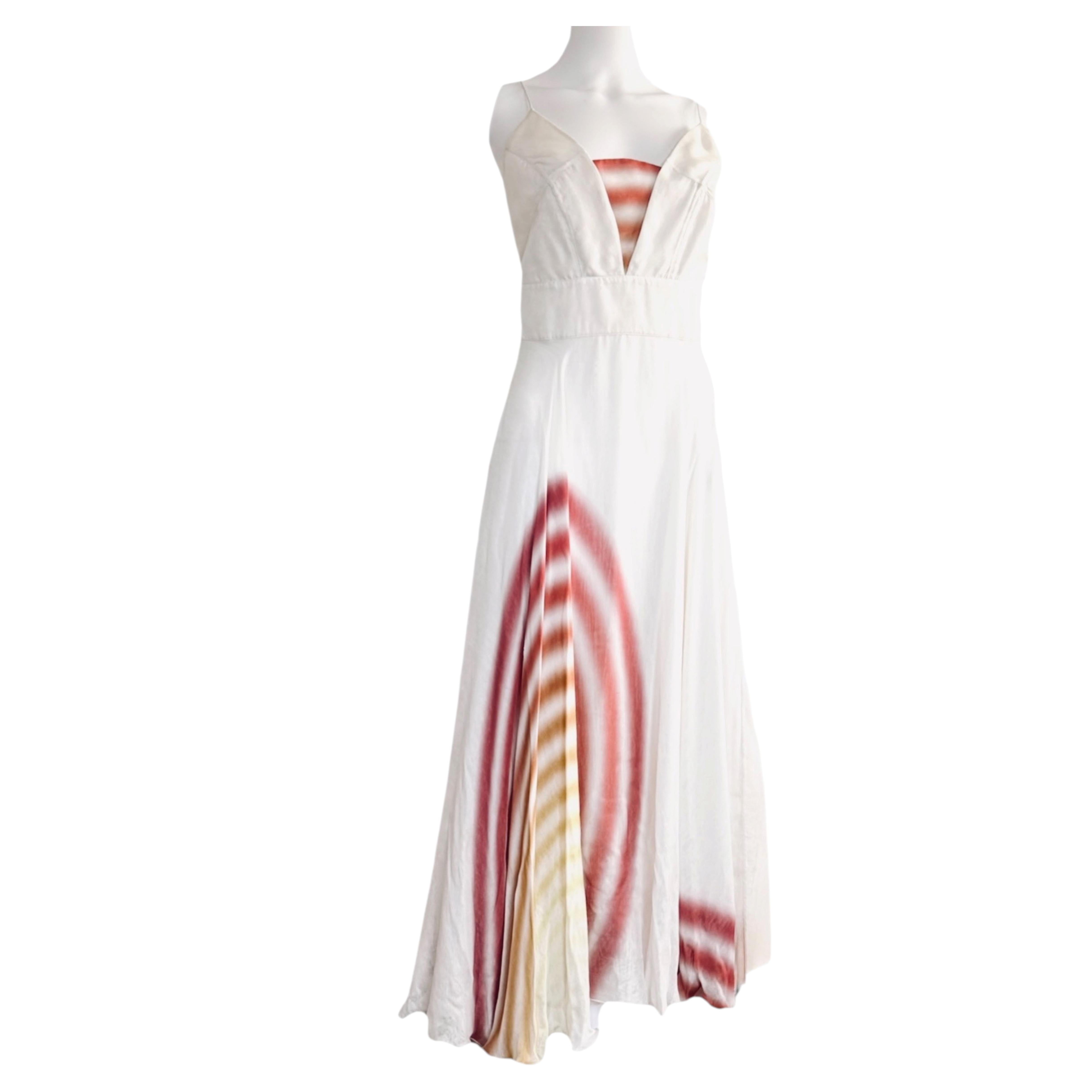 FENDI By KARL LAGERFELD Runway S/S 2008 Abstract Circle Print Silk Dress IT 40