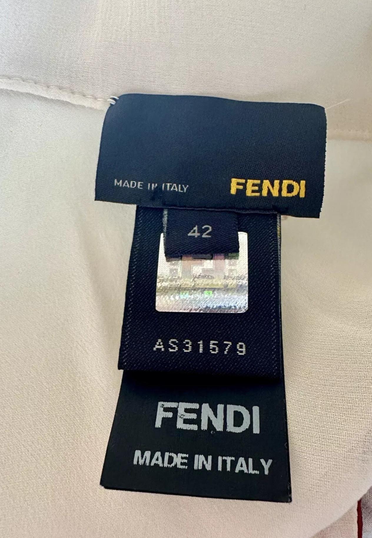 FENDI By KARL LAGERFELD Runway S/S 2008 - Robe en soie imprimée circulaire abstraite IT 42 en vente 1