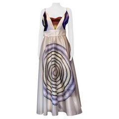FENDI By KARL LAGERFELD Runway S/S 2008 Abstract Circle Print Silk Dress IT 42