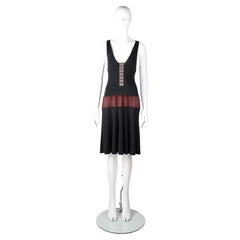 Fendi by Karl Lagerfeld S/S 2001 Black Rhinestone & Suede Dress — Runway Look 47