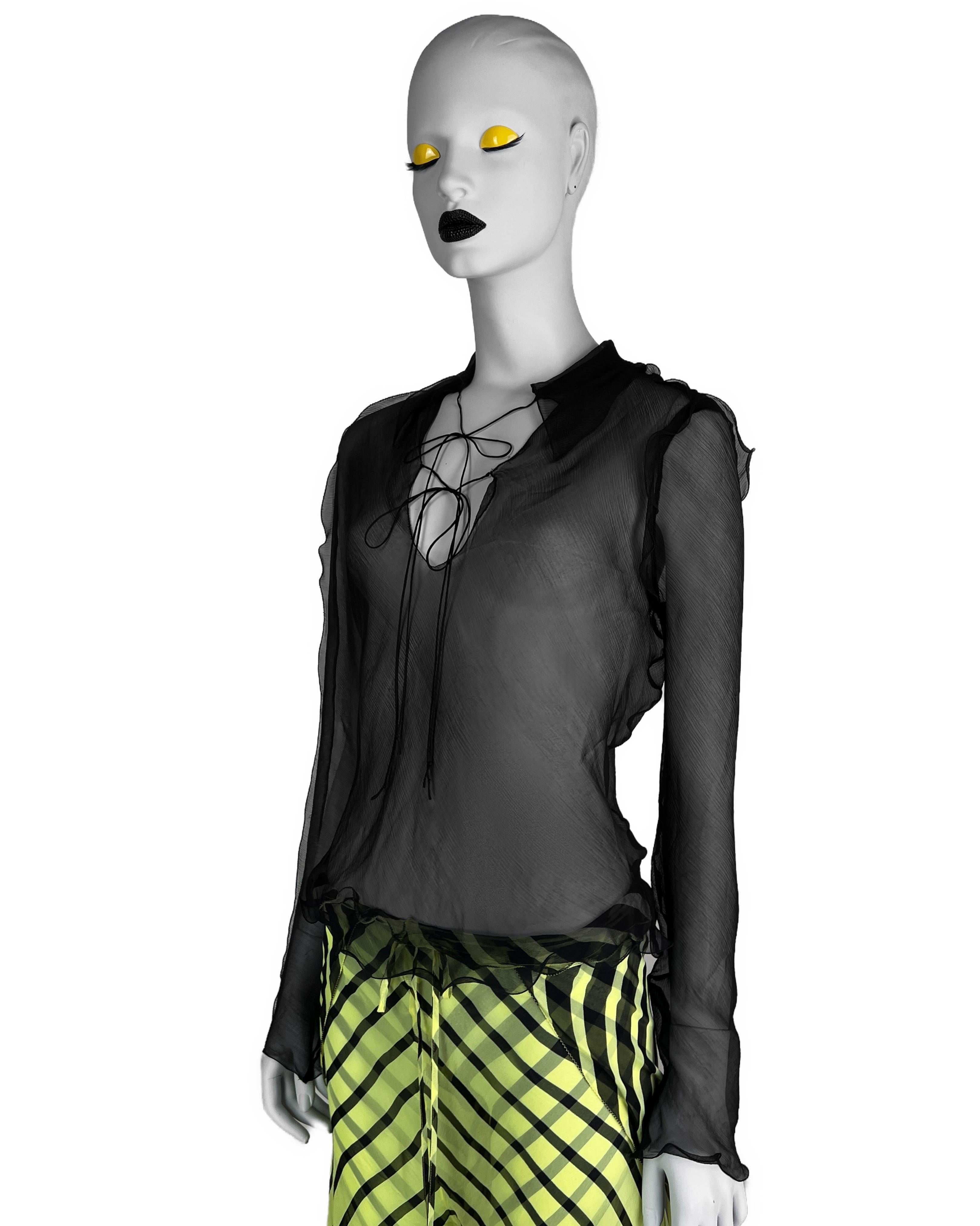Women's Fendi by Karl Lagerfeld Spring 2000 Asymmetrical Silk Blouse For Sale