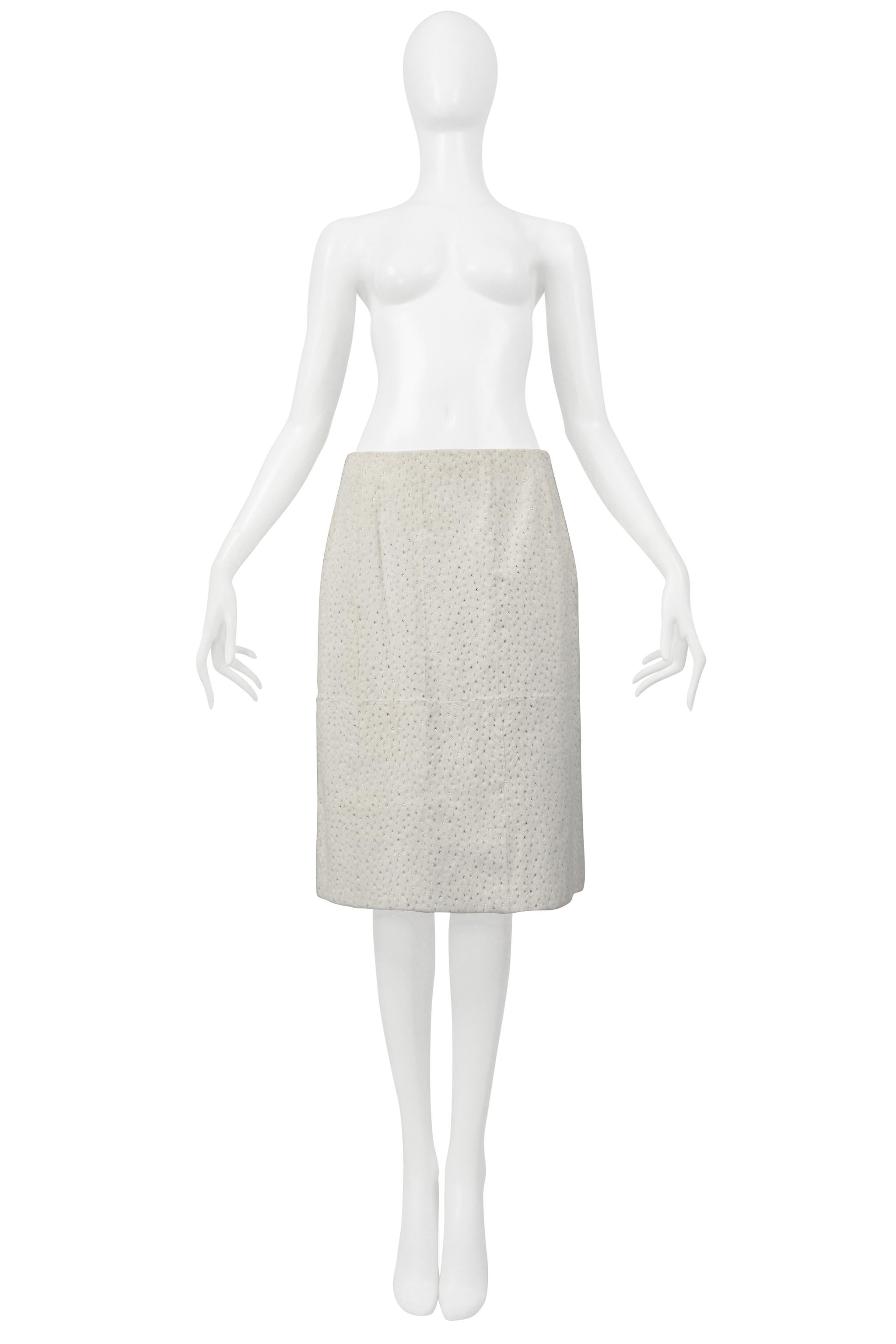 Women's Fendi By Karl Lagerfeld White Fur Skirt With Swarovski Crystals