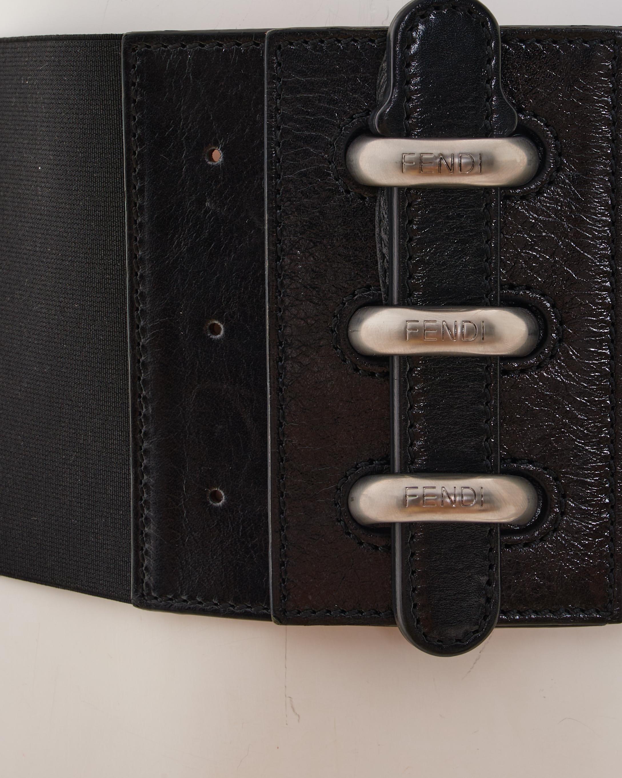 Fendi by Karl Lagerfield Black Leather Waistband in vendita 1