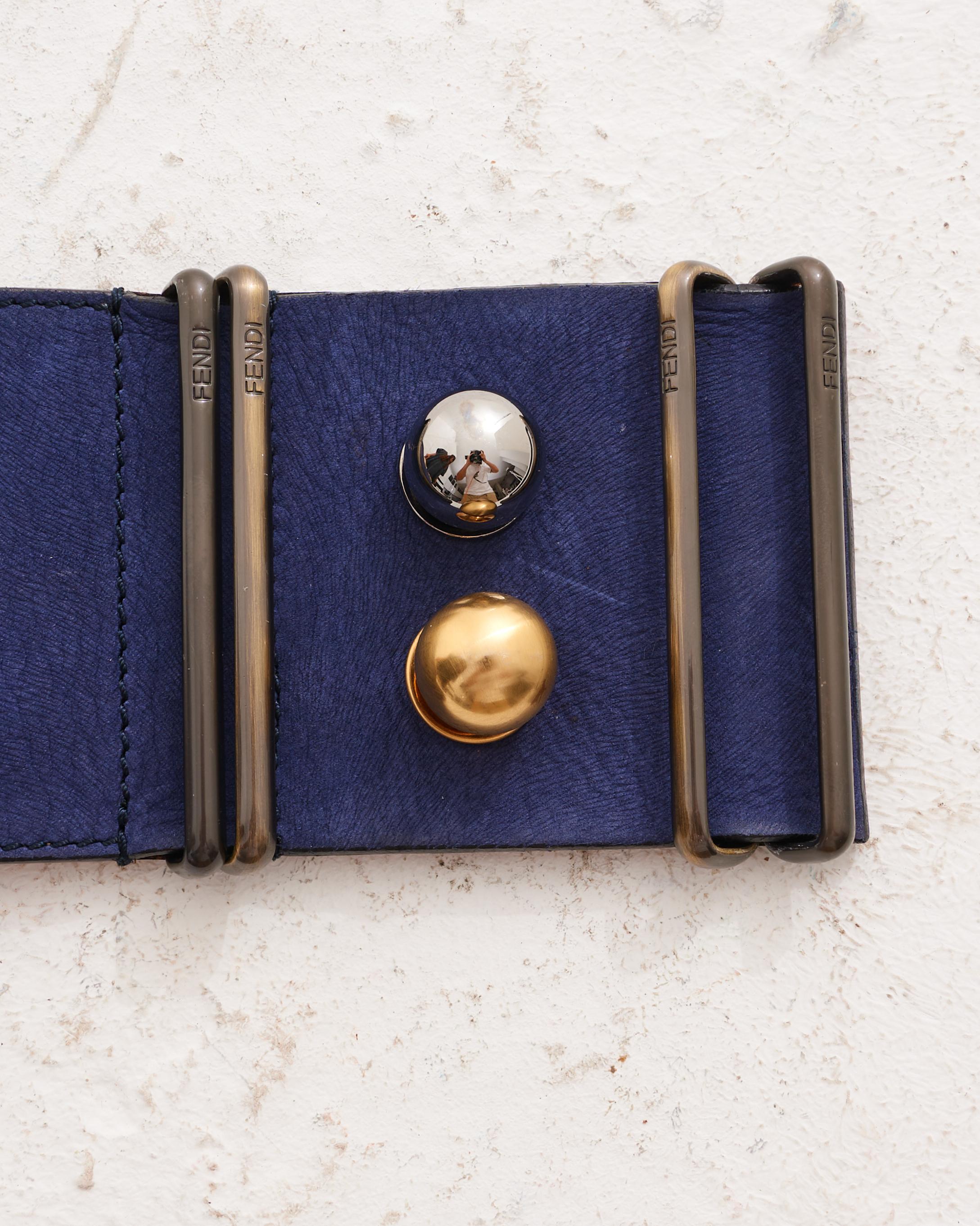 Black Fendi by Karl Lagerfield Blue and gold Waistband in vendita