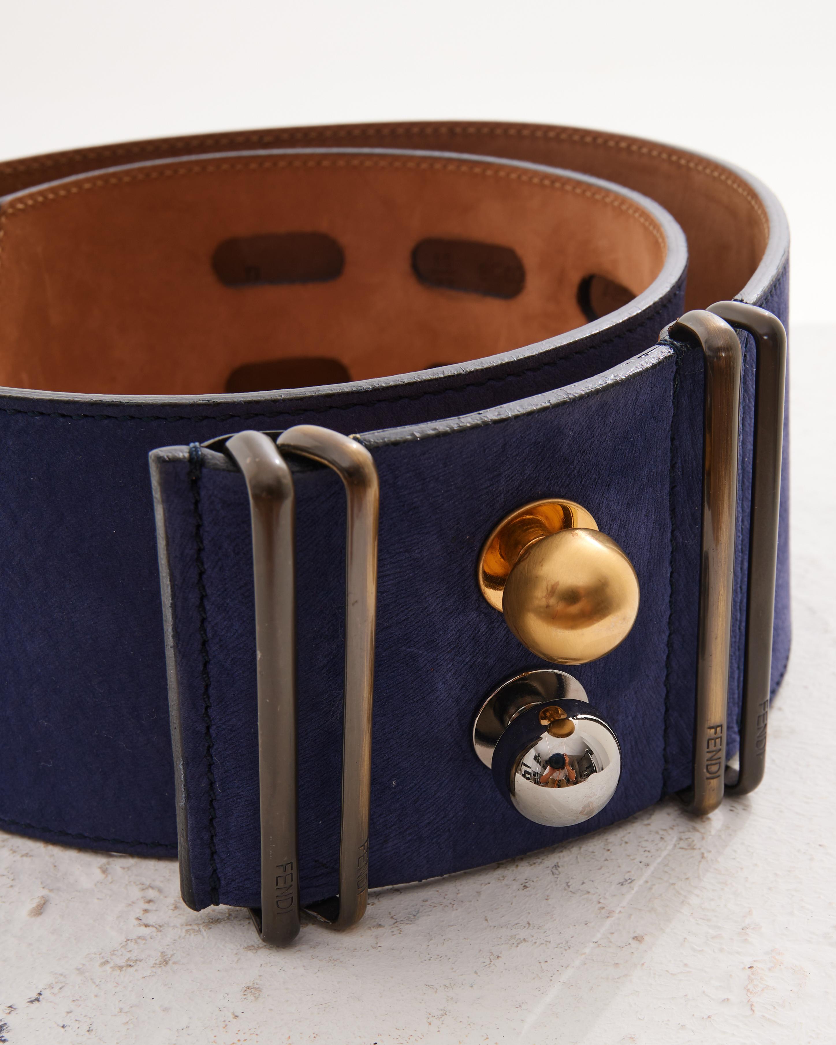 Donna Fendi by Karl Lagerfield Blue and gold Waistband in vendita