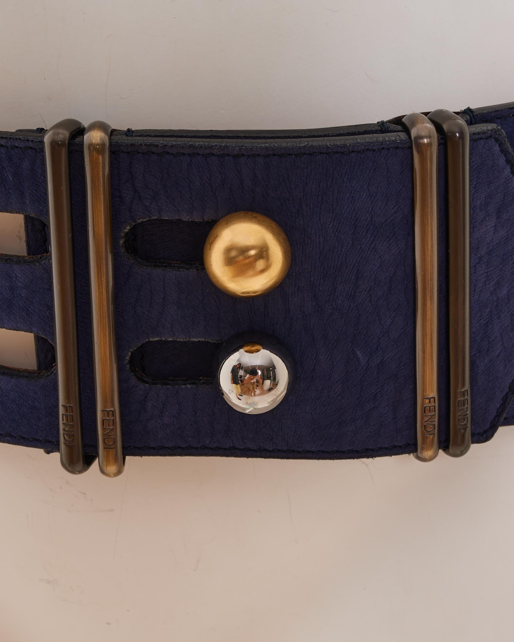 Fendi by Karl Lagerfield Blue and gold Waistband in vendita 1
