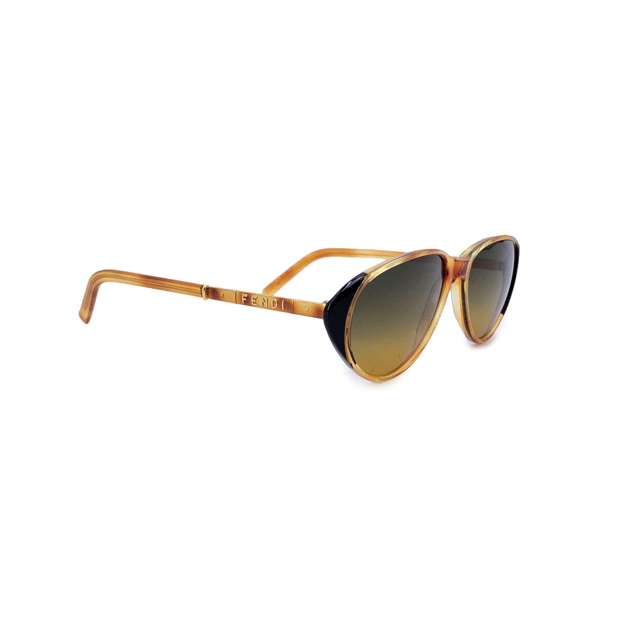 Marron Lunettes de soleil Vintage By Fendi by Lozza Mod. FV 100 54/16 135mm en vente